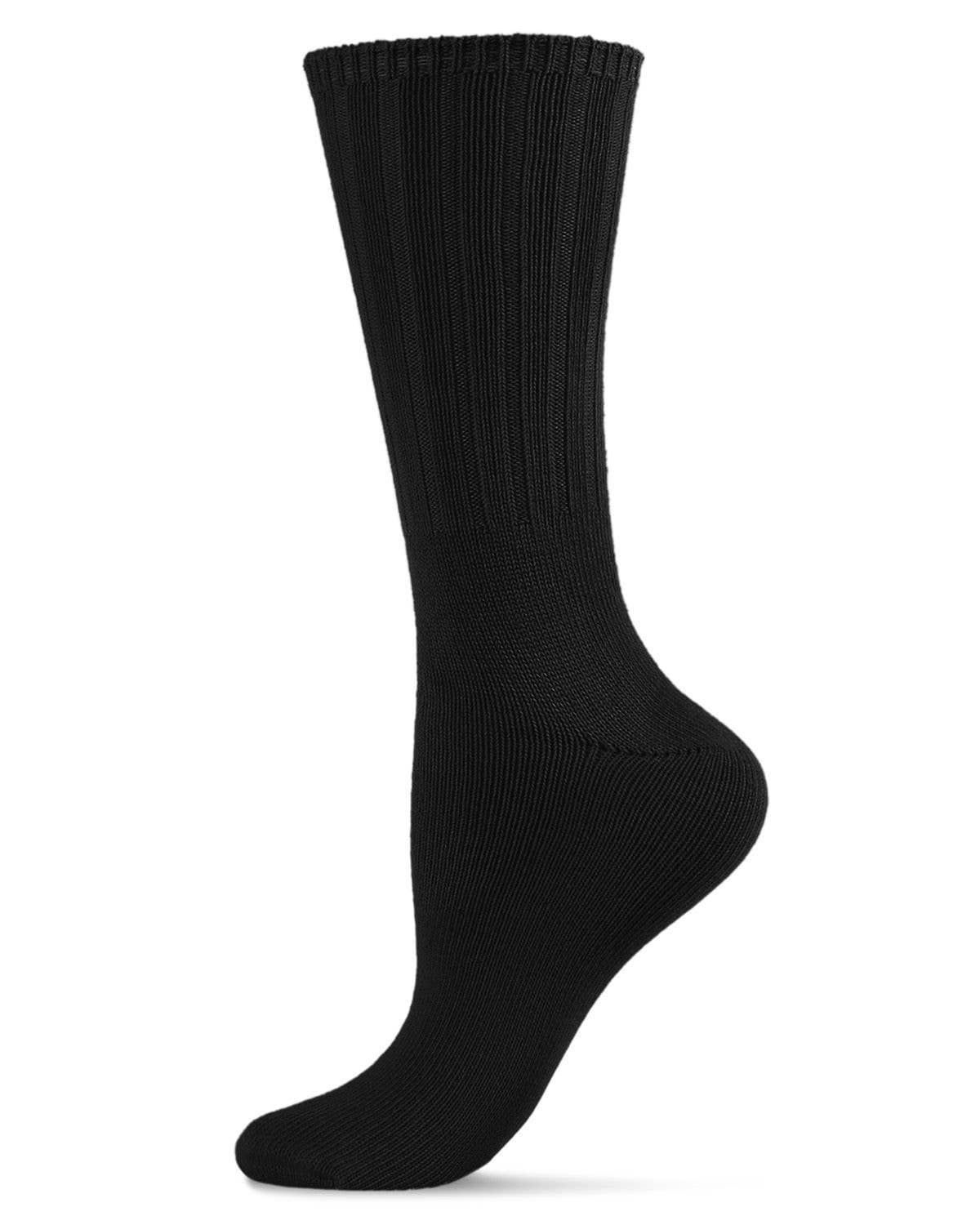 MeMoi Organic Cotton Flat-Knit Crew Socks/mock rib