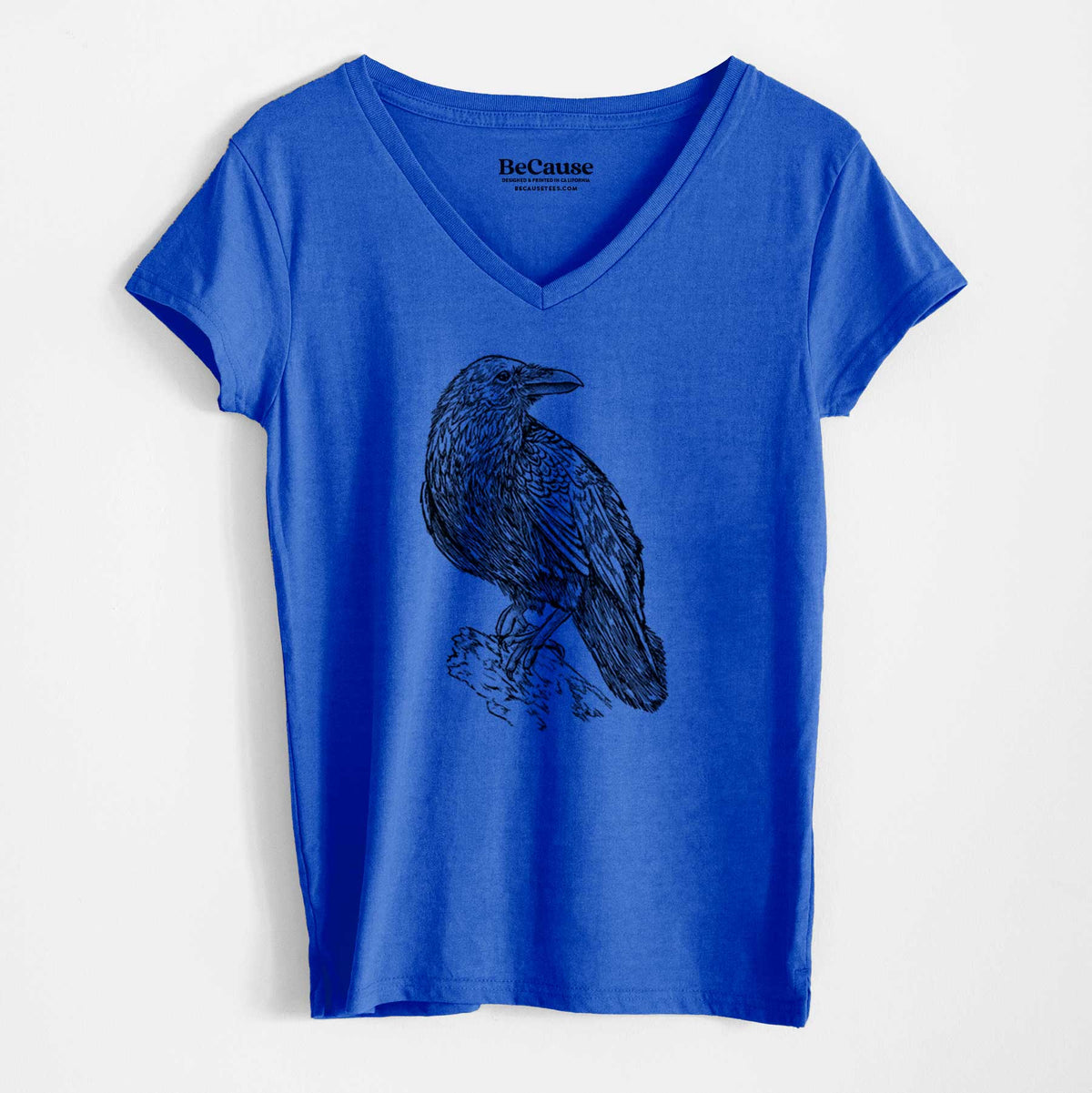 BeCause Tees/Corvus corax - Common Raven - Women&#39;s 100% Recycled V-neck