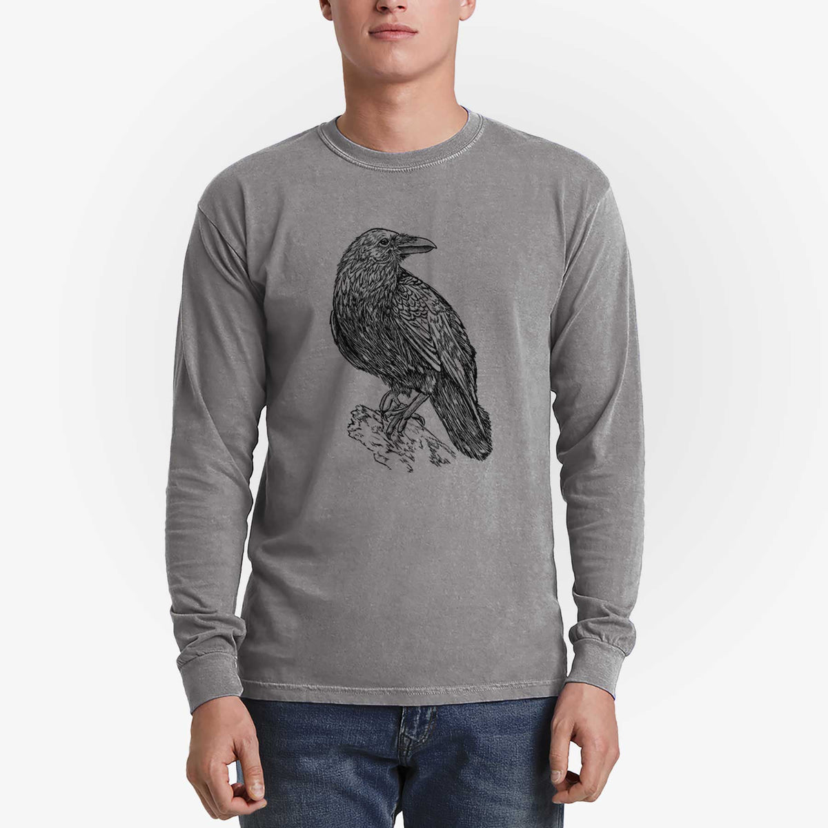 BeCause/Corvus corax - Common Raven - Heavyweight 100% Cotton Long Sleeve
