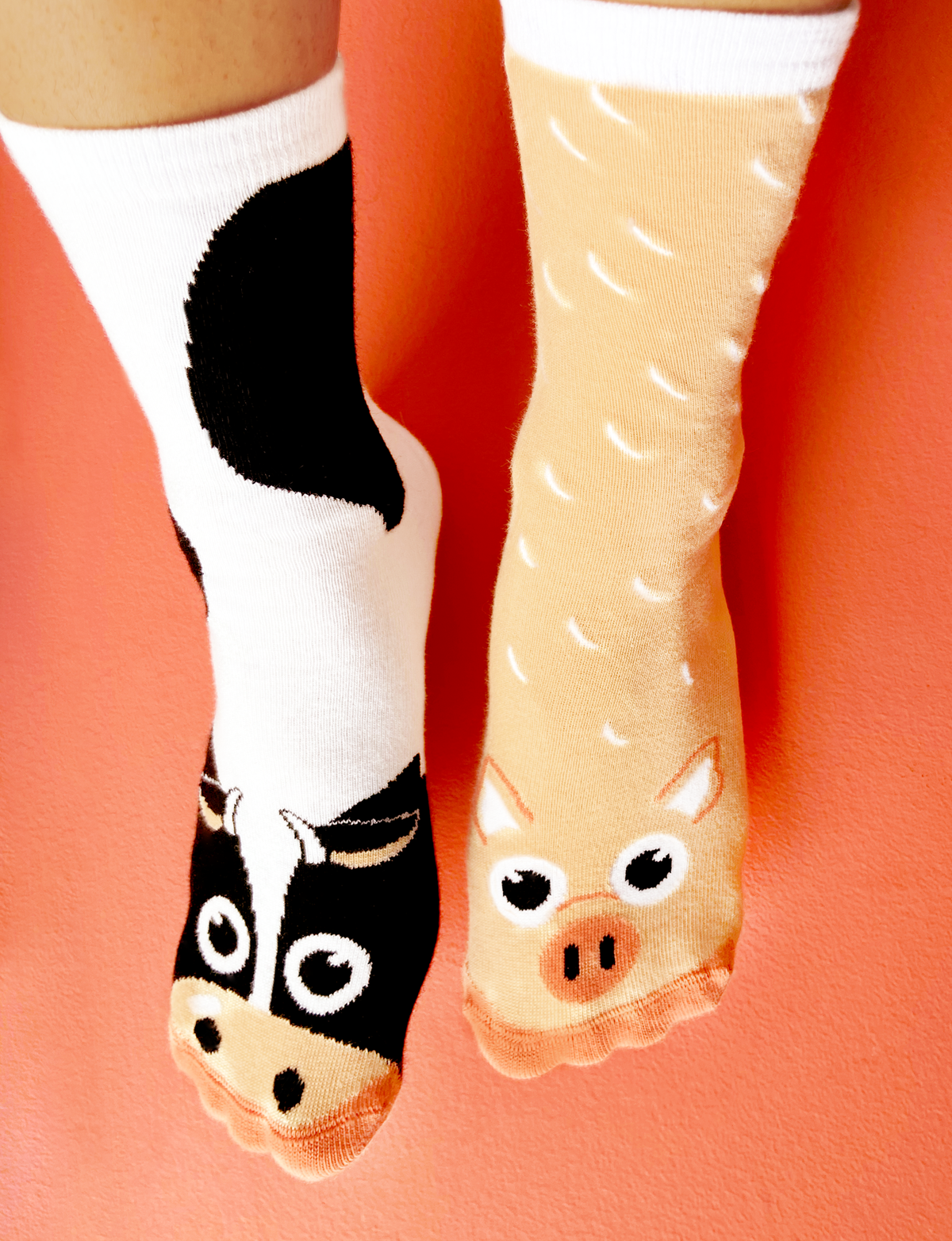 Cow and Pig Cute Mismatched Socks for Adults
