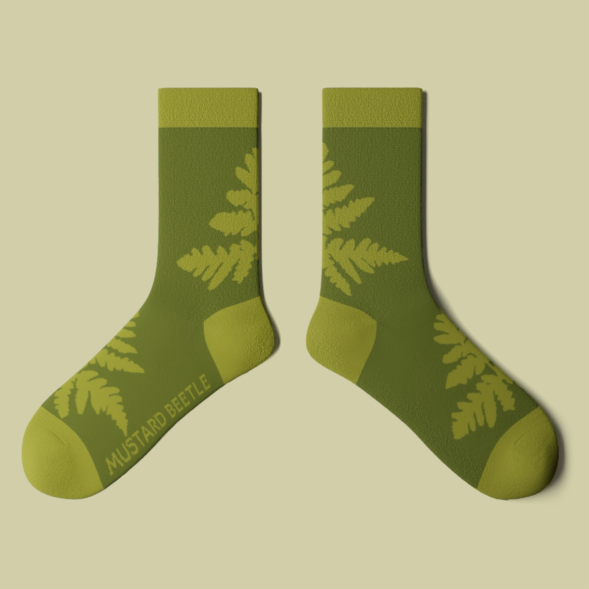 Mustard Beetle/Crew Socks: Fern