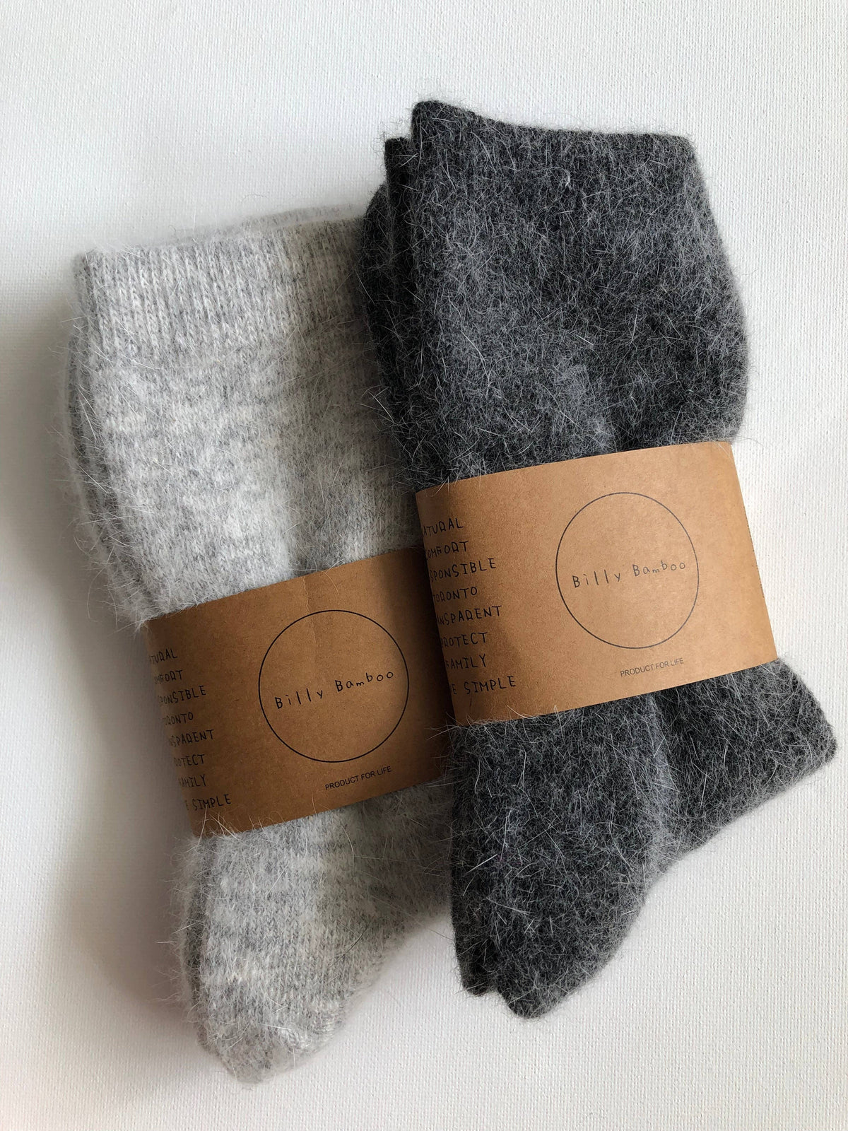 Billy Bamboo/FLUFFY ANGORA SOCKS - NEUTRAL