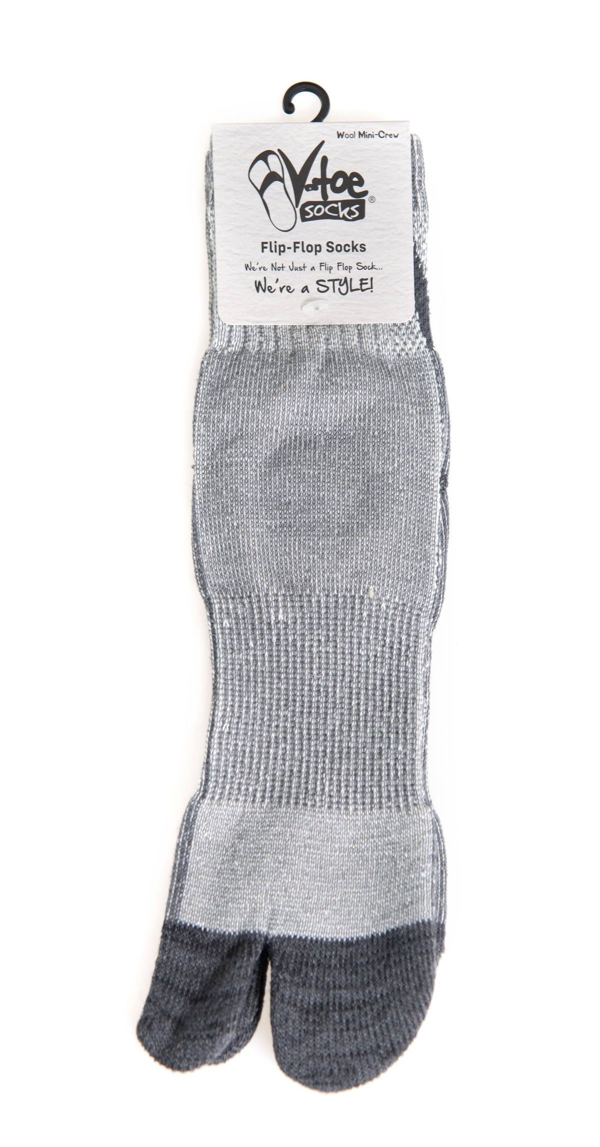 V Toe Wool Light Grey Flip-Flop Mini-Crew Chaco or Casual Socks