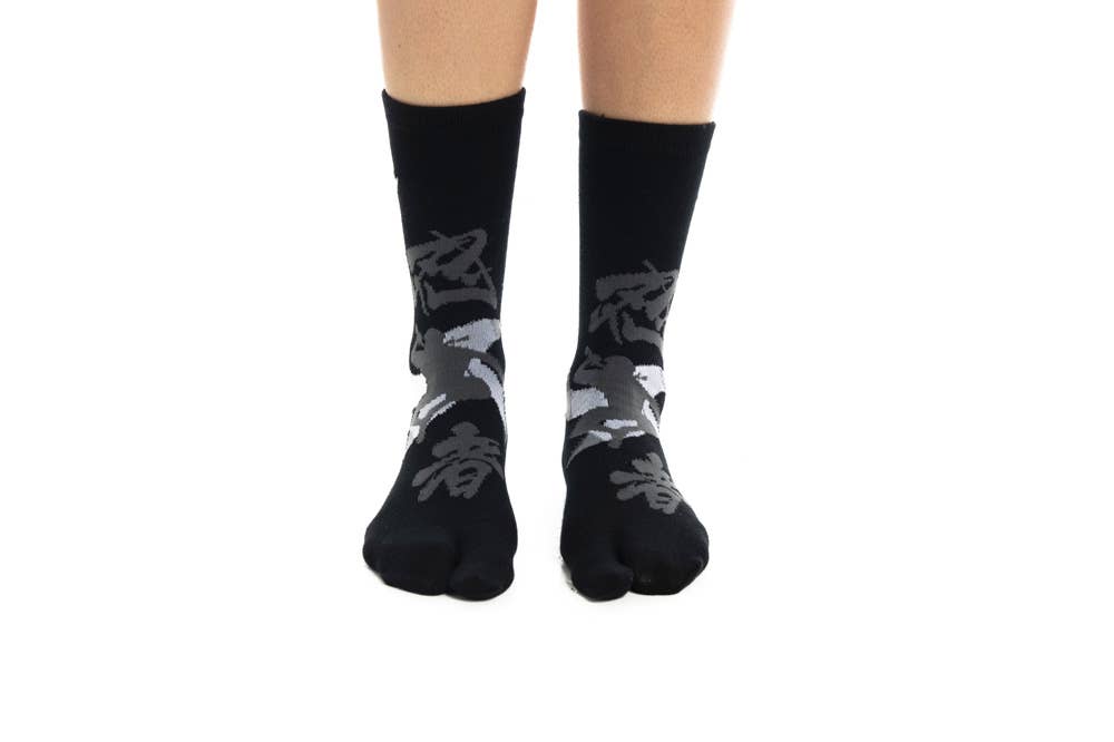 V-Toe Split Toe Novelty Socks Ninja Black Big Toe Tabi