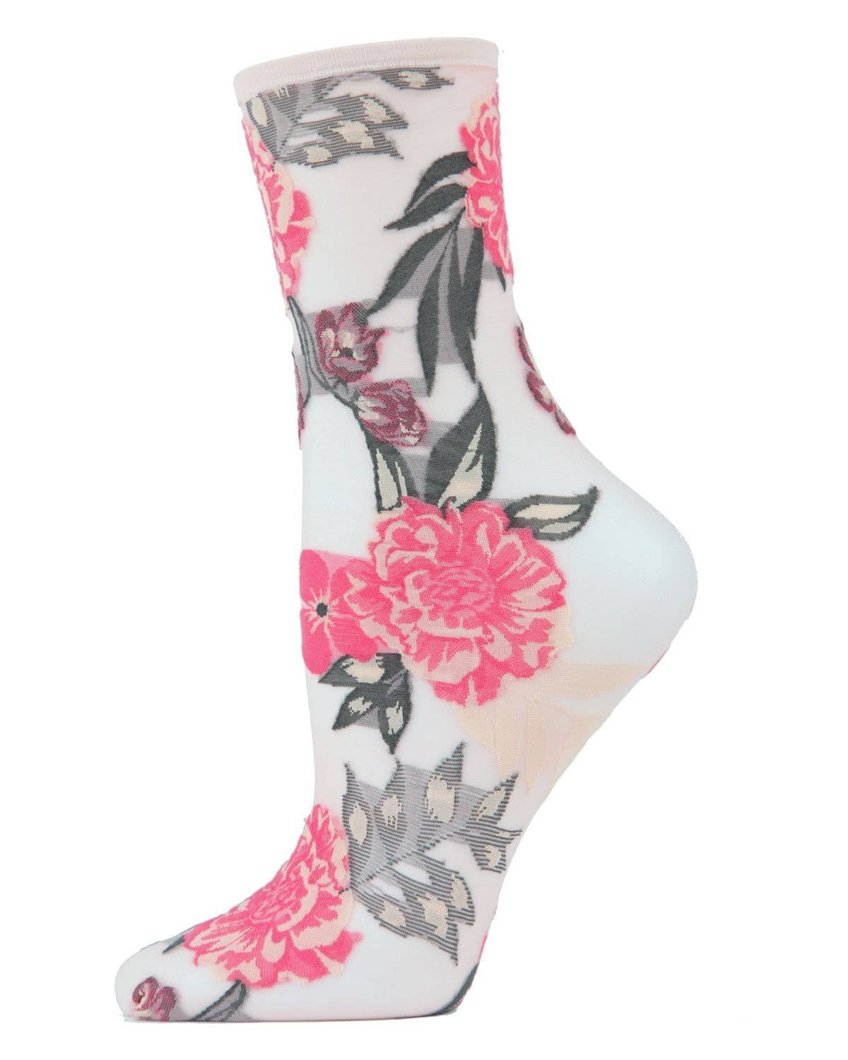 MeMoi/Botanic Bunches Sheer See-Through Anklet Socks