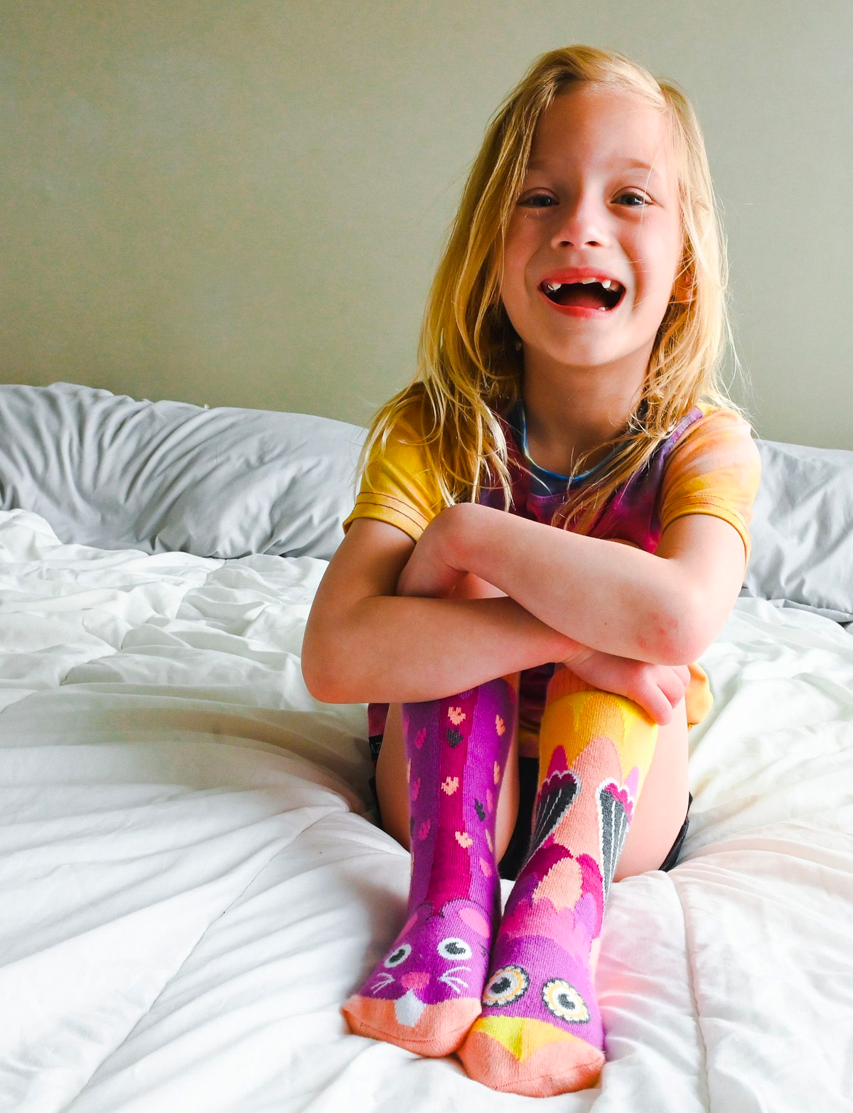 Pals/Owl & Mouse Mismatched Animals Non-Slip Socks for Kids
