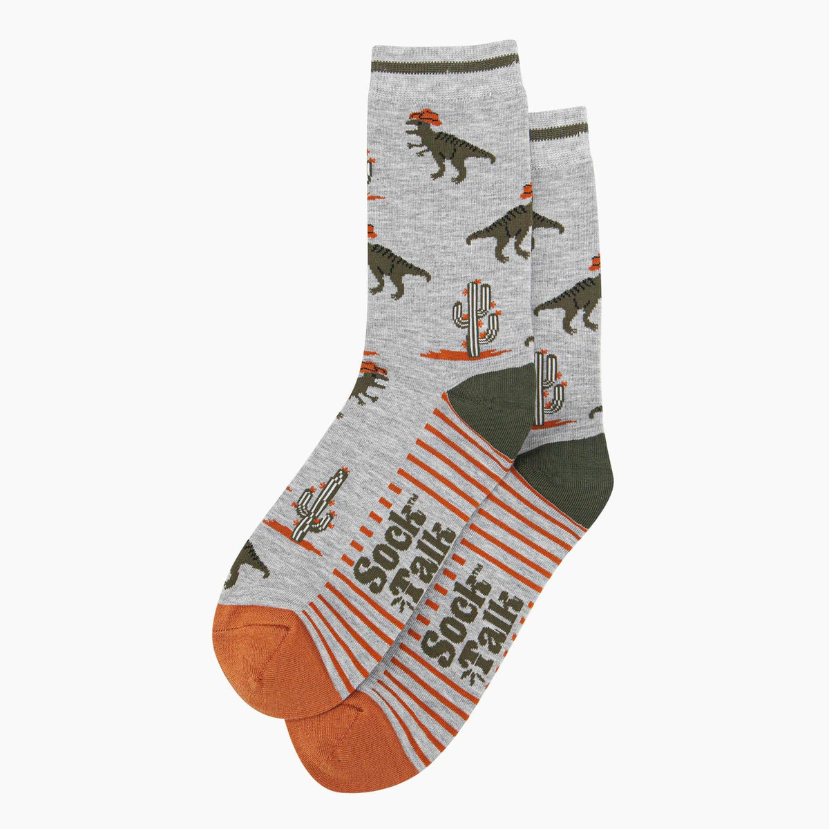 Sock Talk/Men's Bamboo Socks - Grey, T-Rex Cowboy