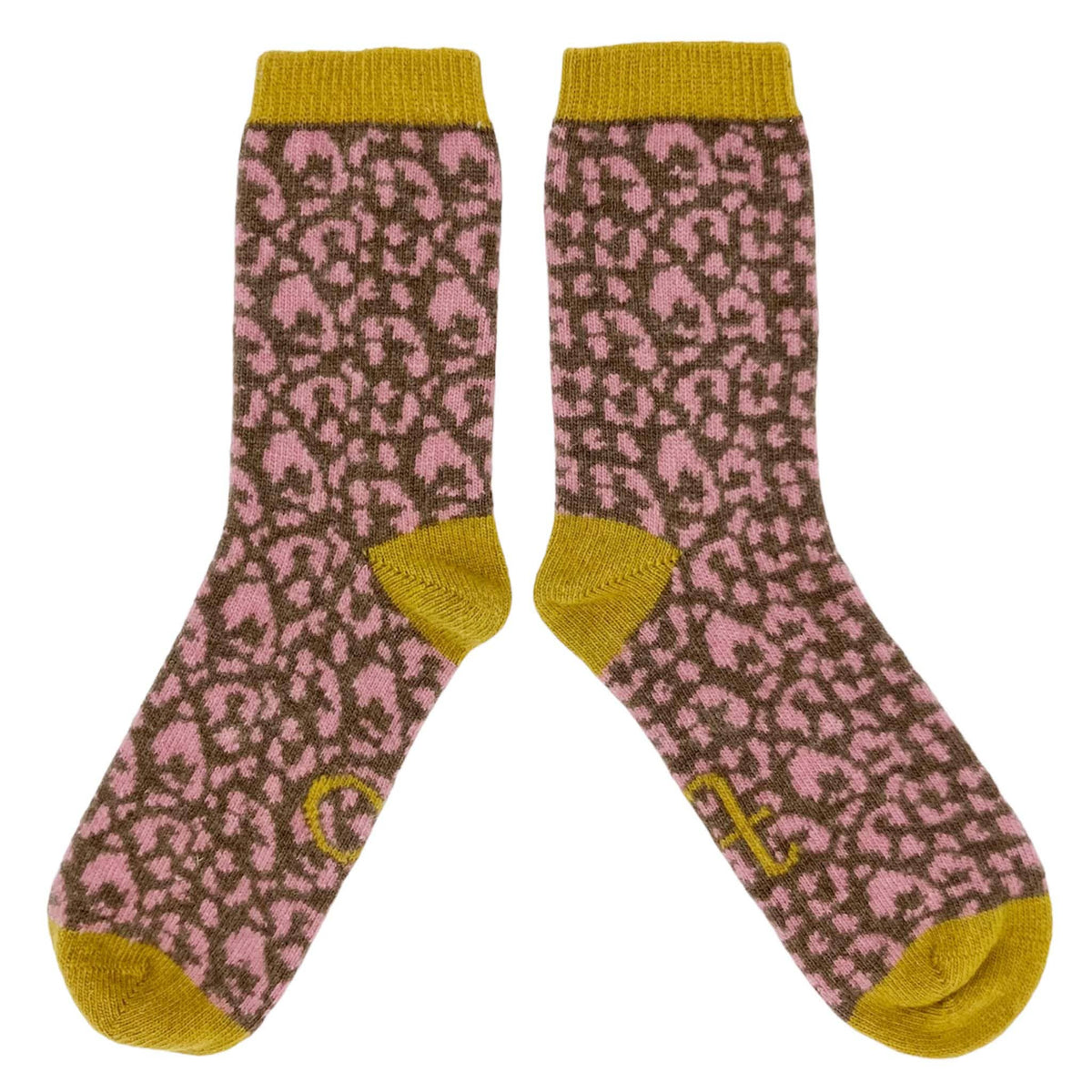Catherine Tough Women&#39;s Lambswool Ankle Socks: Forest - green/yellow