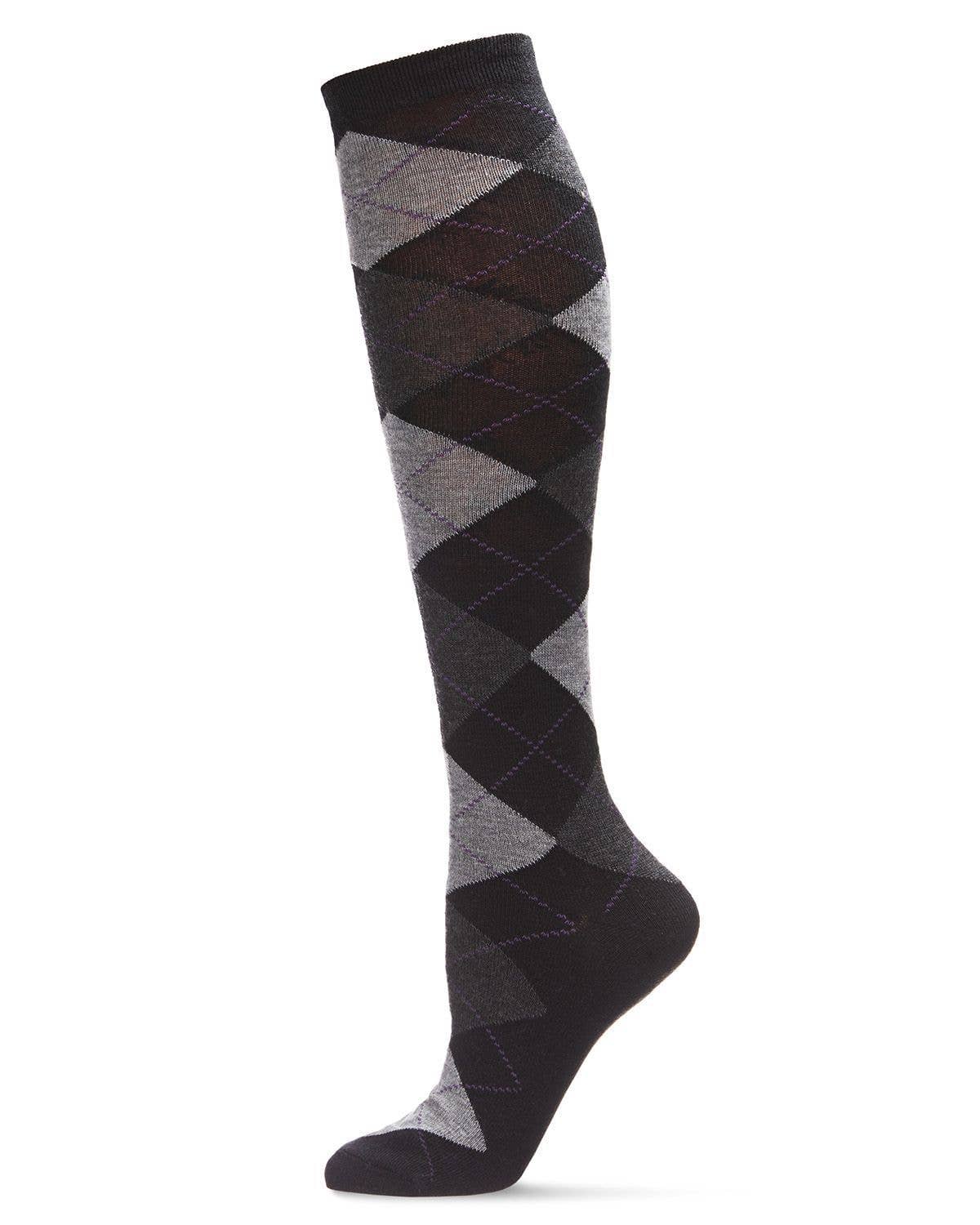 MeMoi Argyle Shades Cashmere Blend Knee High Sock