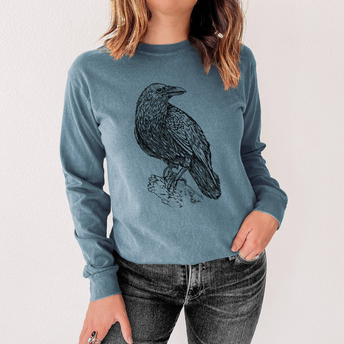 BeCause/Corvus corax - Common Raven - Heavyweight 100% Cotton Long Sleeve