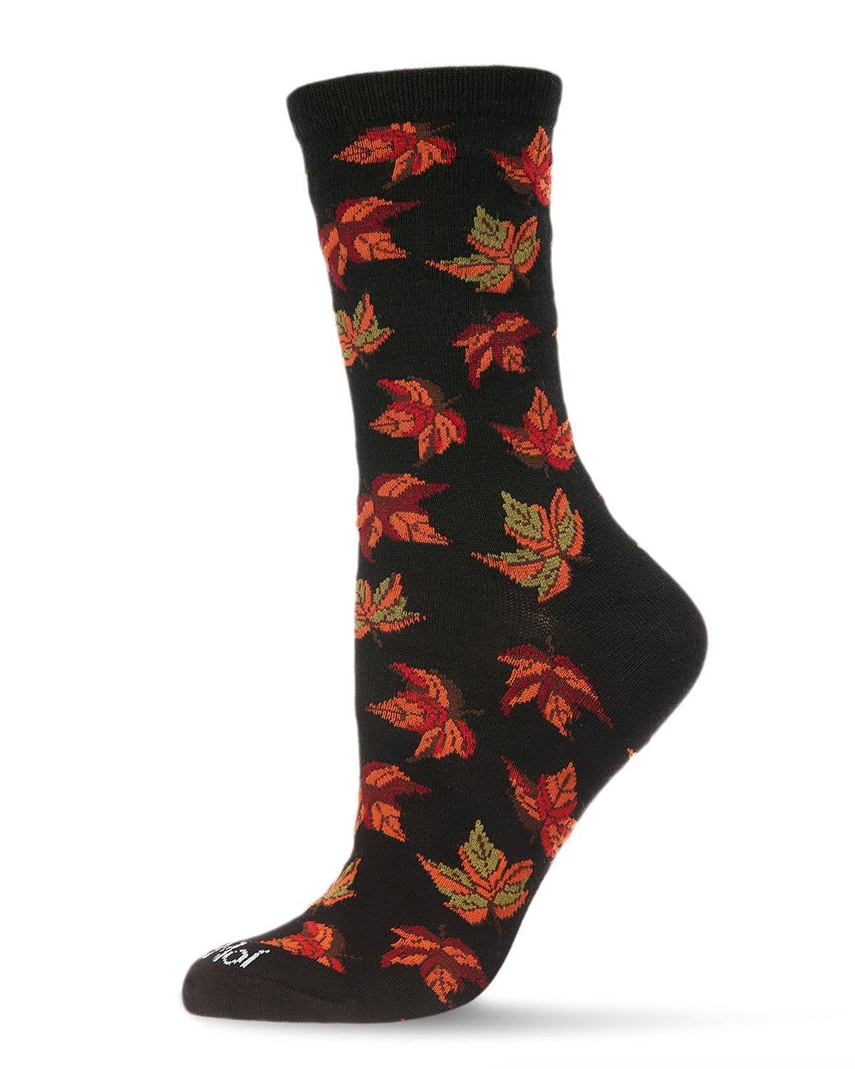 MeMoi/Autumn Leaves Bamboo Crew Socks