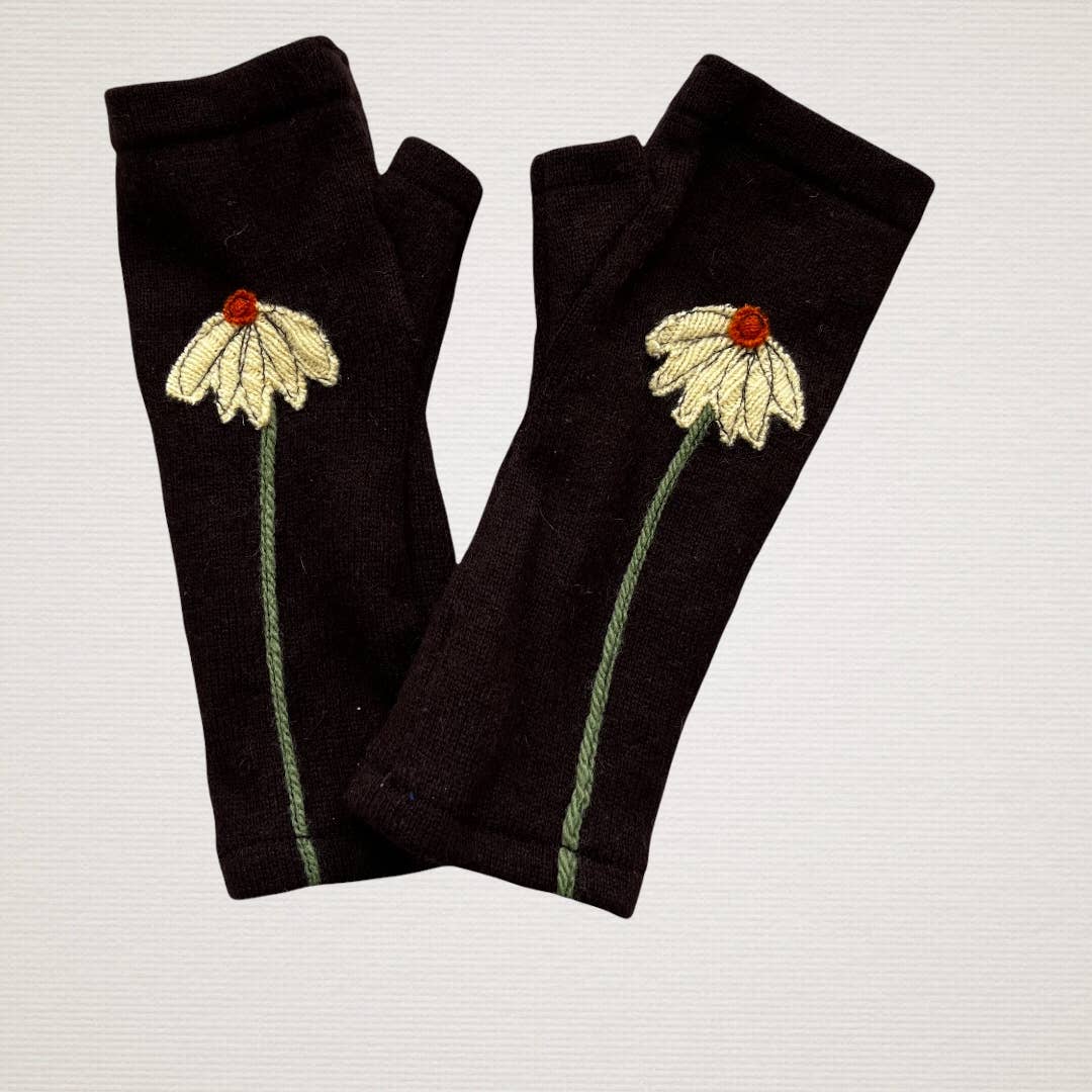 Sardine Fingerless Cashmere Gloves-Coneflower