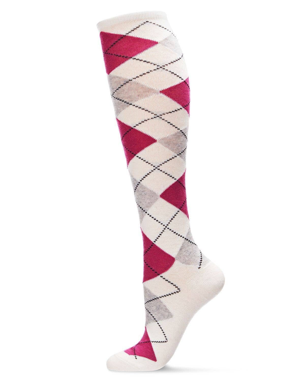 MeMoi Argyle Shades Cashmere Blend Knee High Sock