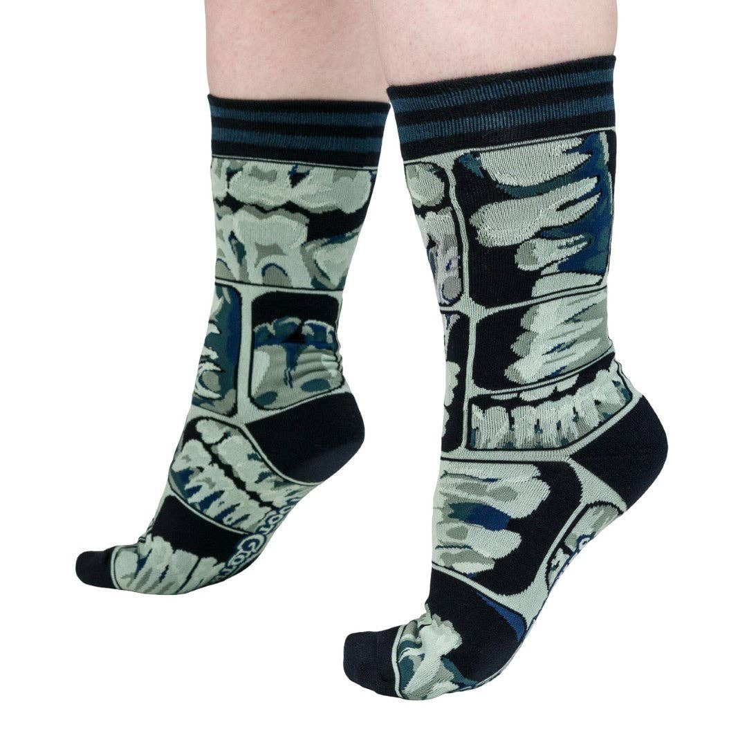Foot Clothes/Too Cool for Flossing Teeth X-Ray Crew Socks