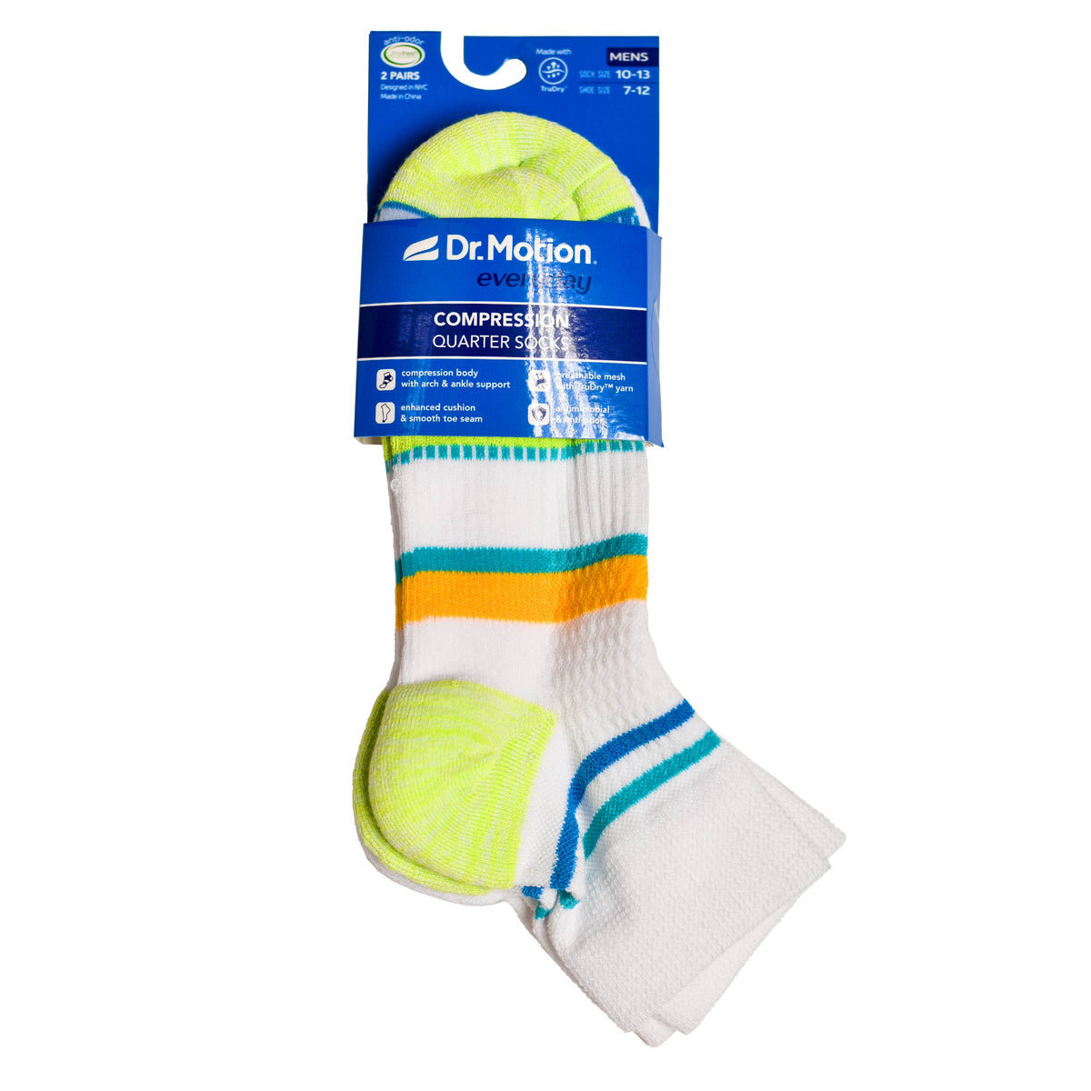 Dr. Motion/Varied Stripes | Quarter Compression Socks For Men