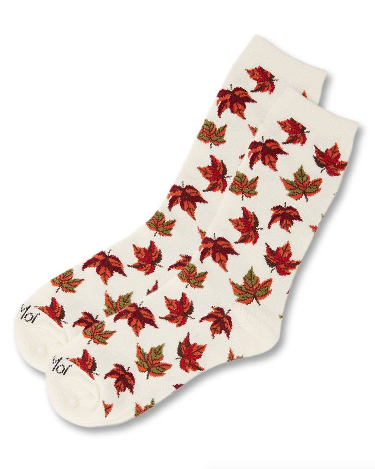MeMoi/Autumn Leaves Bamboo Crew Socks