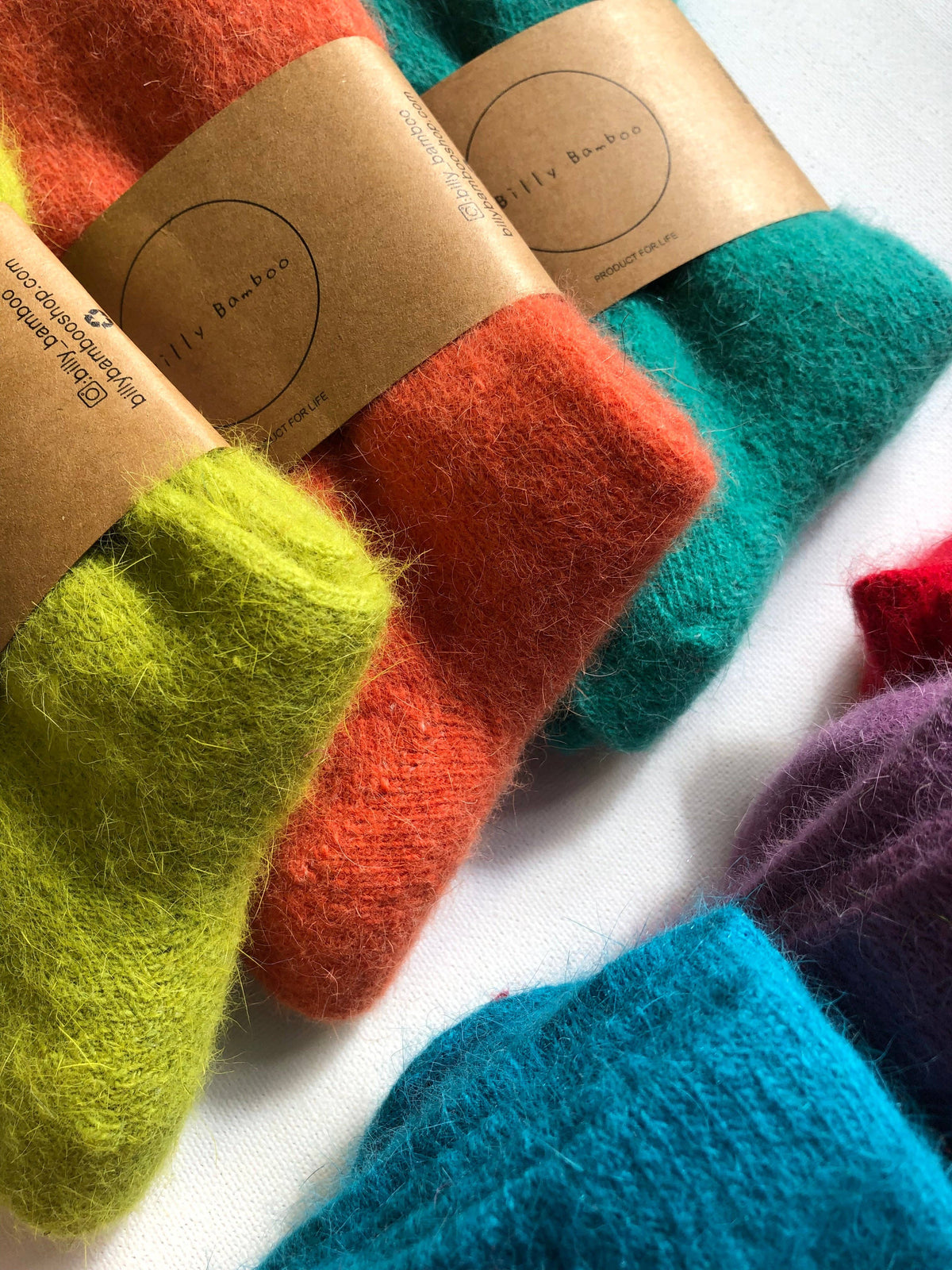 Billy Bamboo/FLUFFY ANGORA SOCKS - CRYSTALS