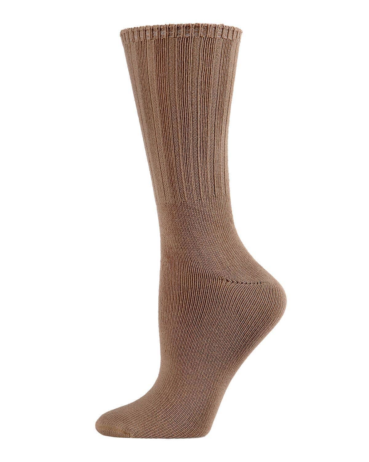 MeMoi Organic Cotton Flat-Knit Crew Socks/mock rib