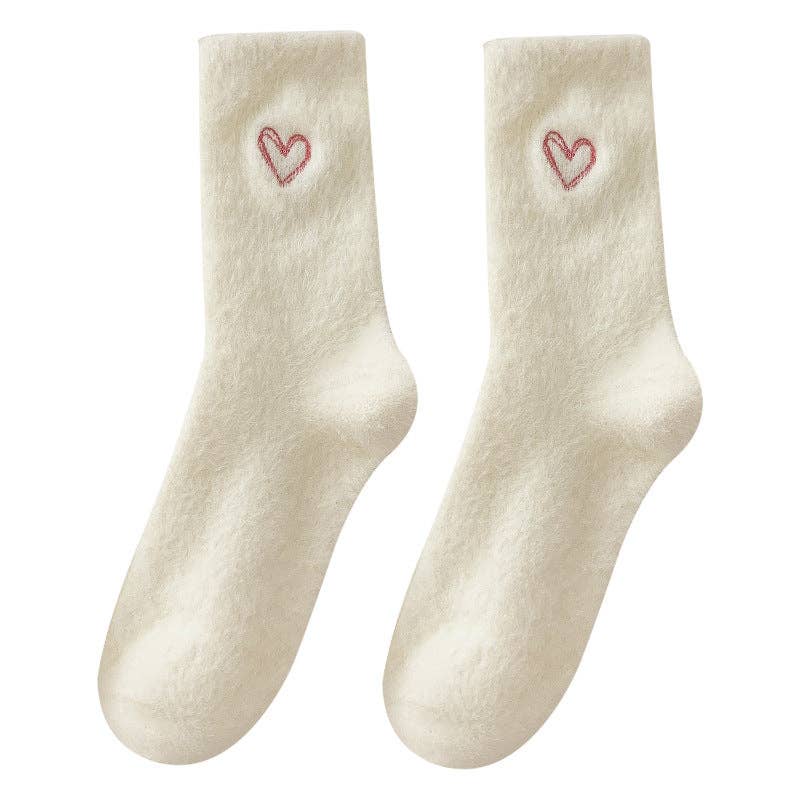 Gohobi/Pink Heart Velvet Socks