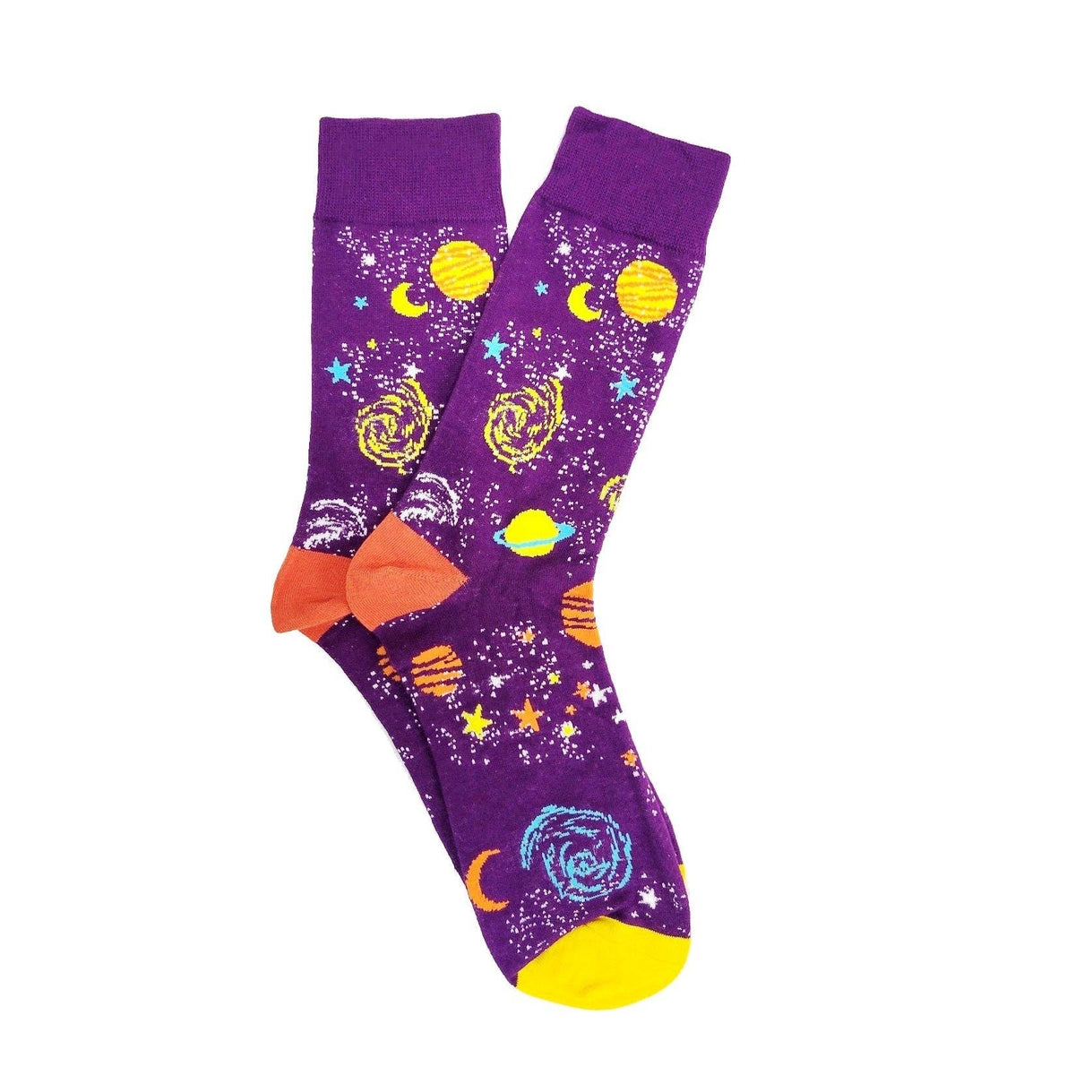 Sock Panda - Purple Outer Space Socks With Planets (Adult Large)