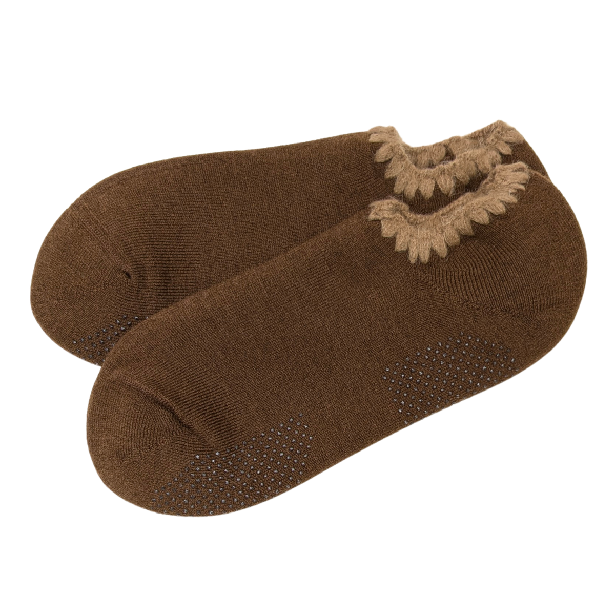 Cherrystone/Handcrafted Wool Slipper Socks with Grips Size Large
