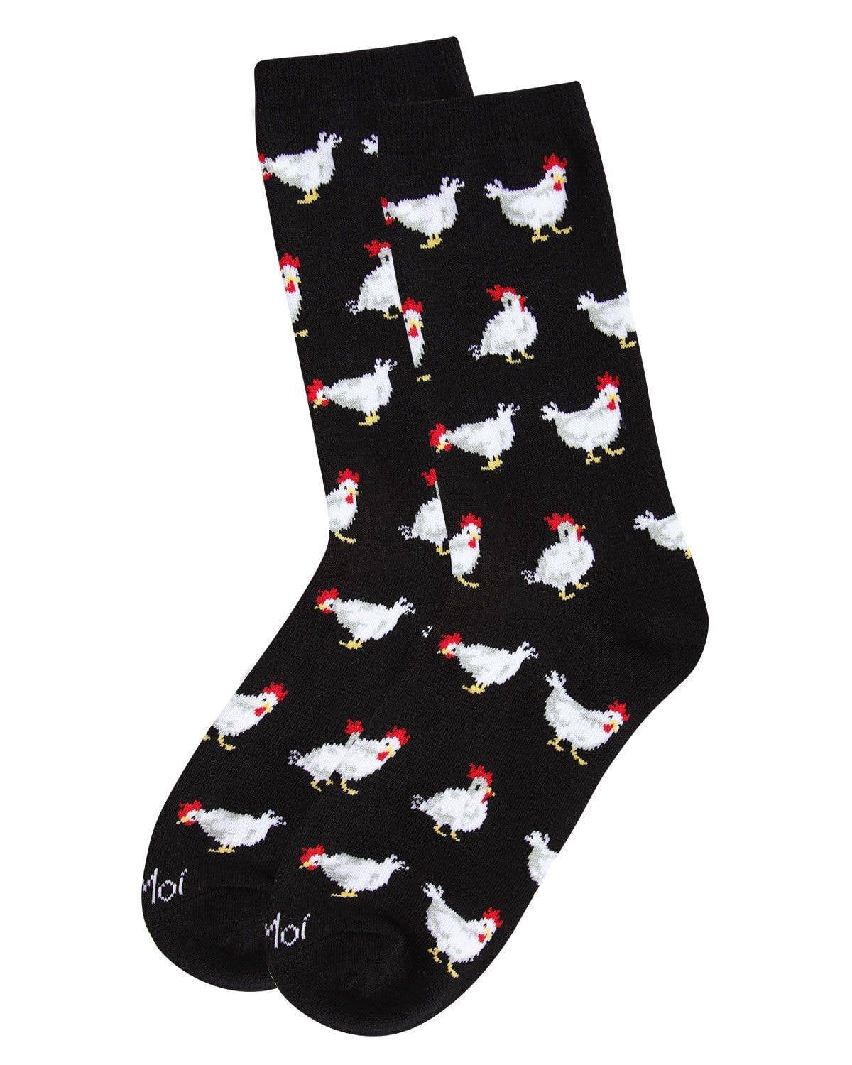 MeMoi/Chickens Bamboo Blend Crew Socks