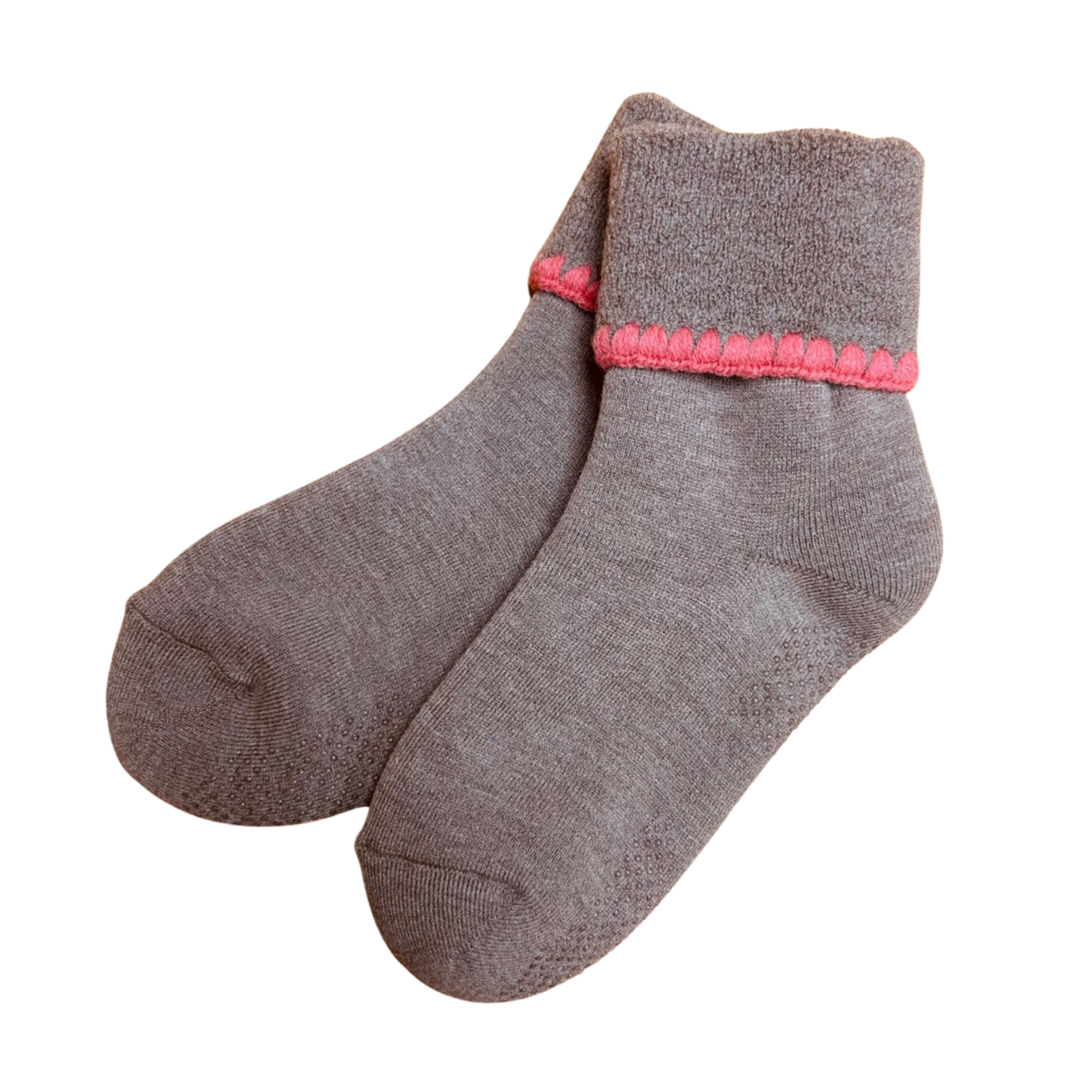 Cherrystone/Handcrafted Wool Cuff Socks | with Grips | 6 Colors