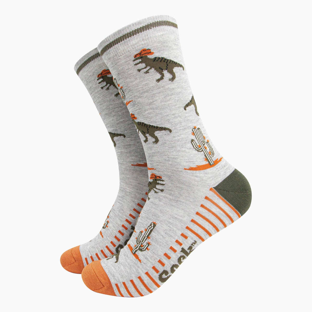Sock Talk/Men's Bamboo Socks - Grey, T-Rex Cowboy