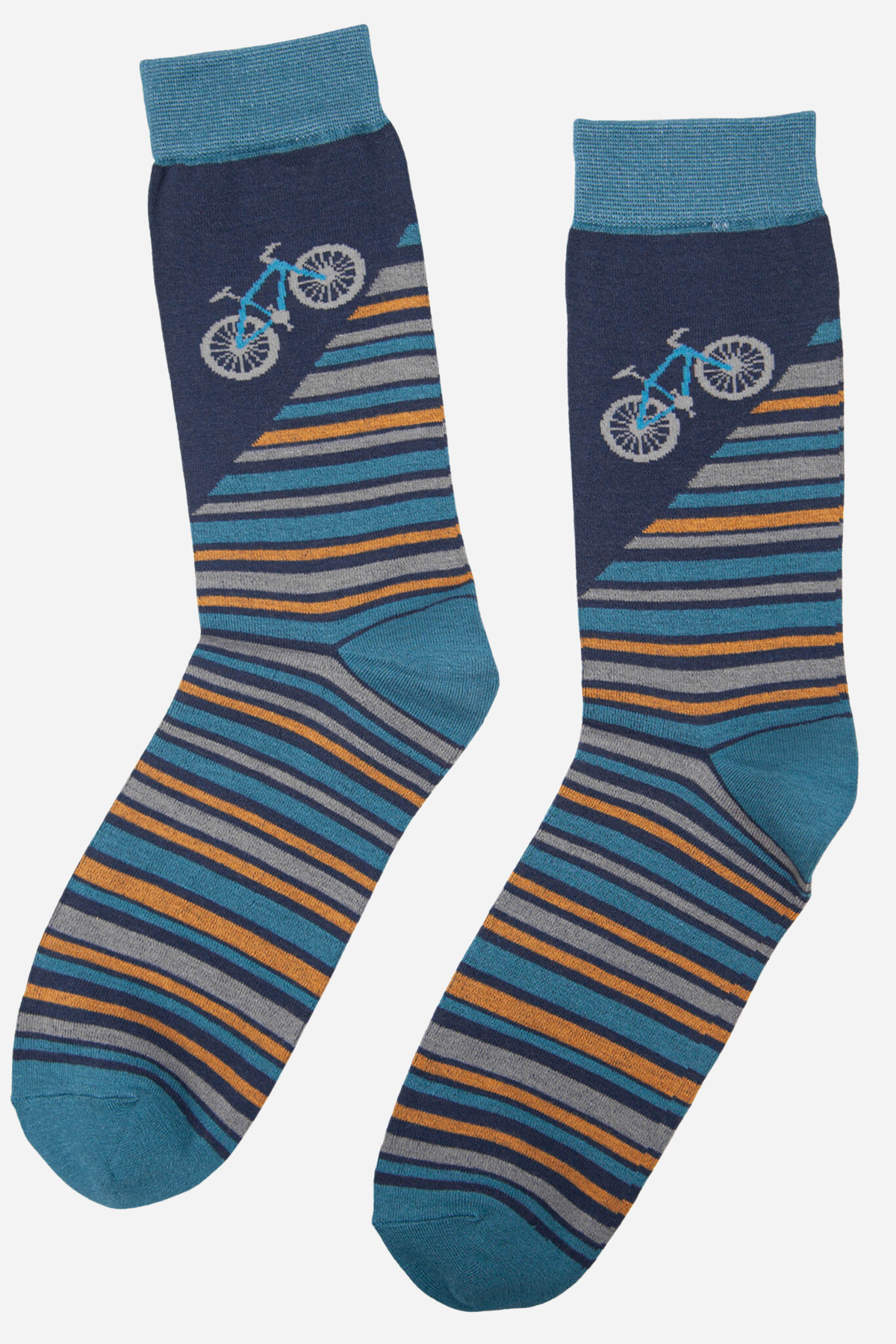 Sock Talk/Teal Men&#39;s Mountain Bike and Stripe Print Bamboo Socks