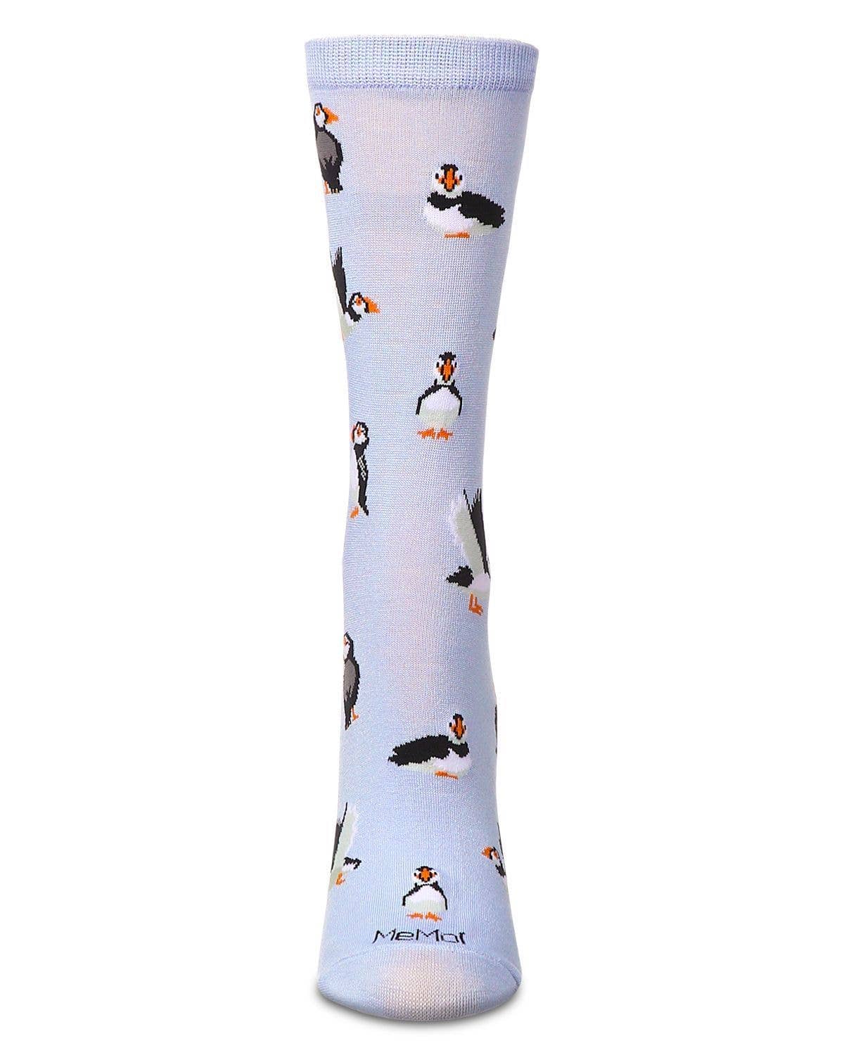 Memoi/Women's Puffin Birds rayon From Bamboo Crew Socks