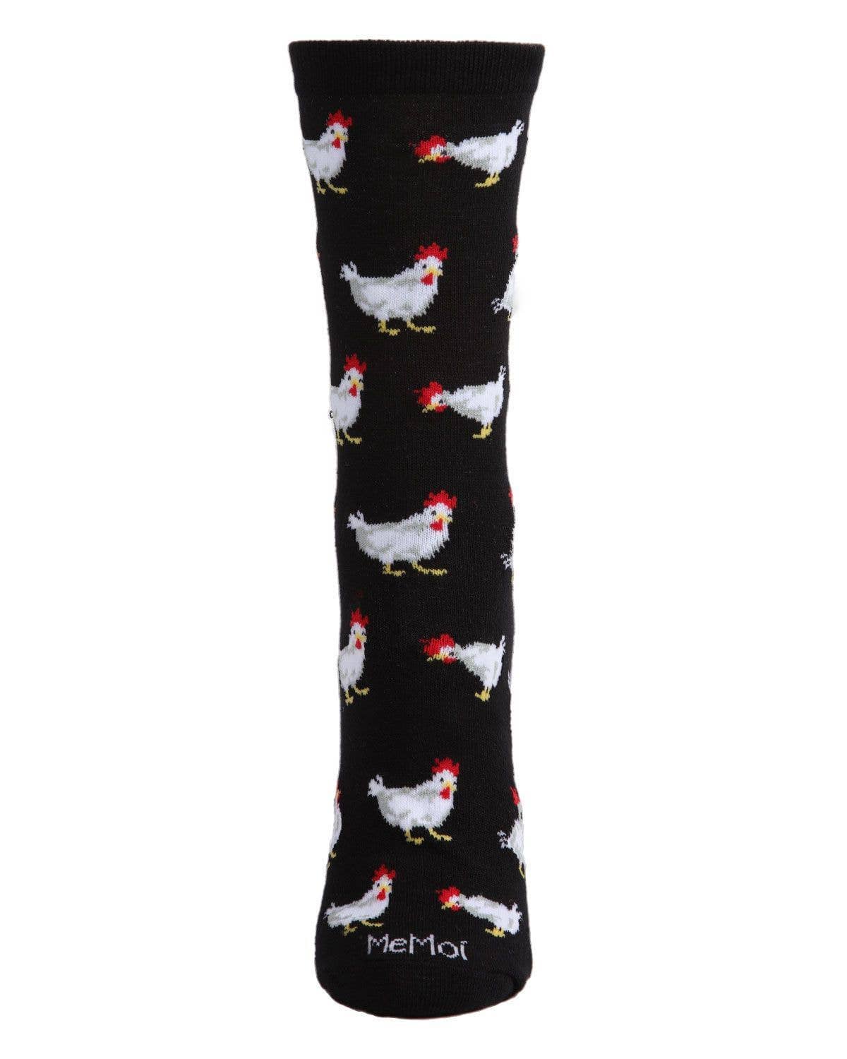 MeMoi/Chickens Bamboo Blend Crew Socks
