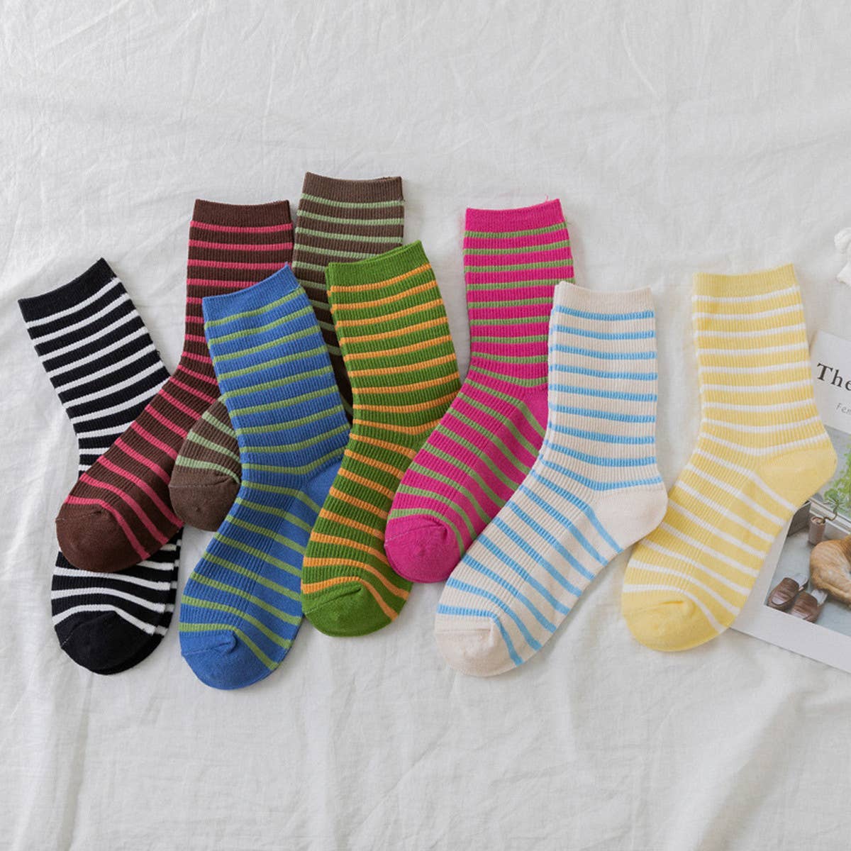 Yuppie Sox WOMEN NEW STRIPED CUTE BREATHABLE PILE SOCKS