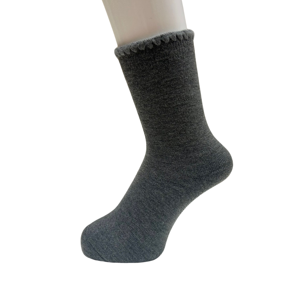 Cherrystone/Handcrafted Wool Crew Slipper Socks with Grips | Size Large