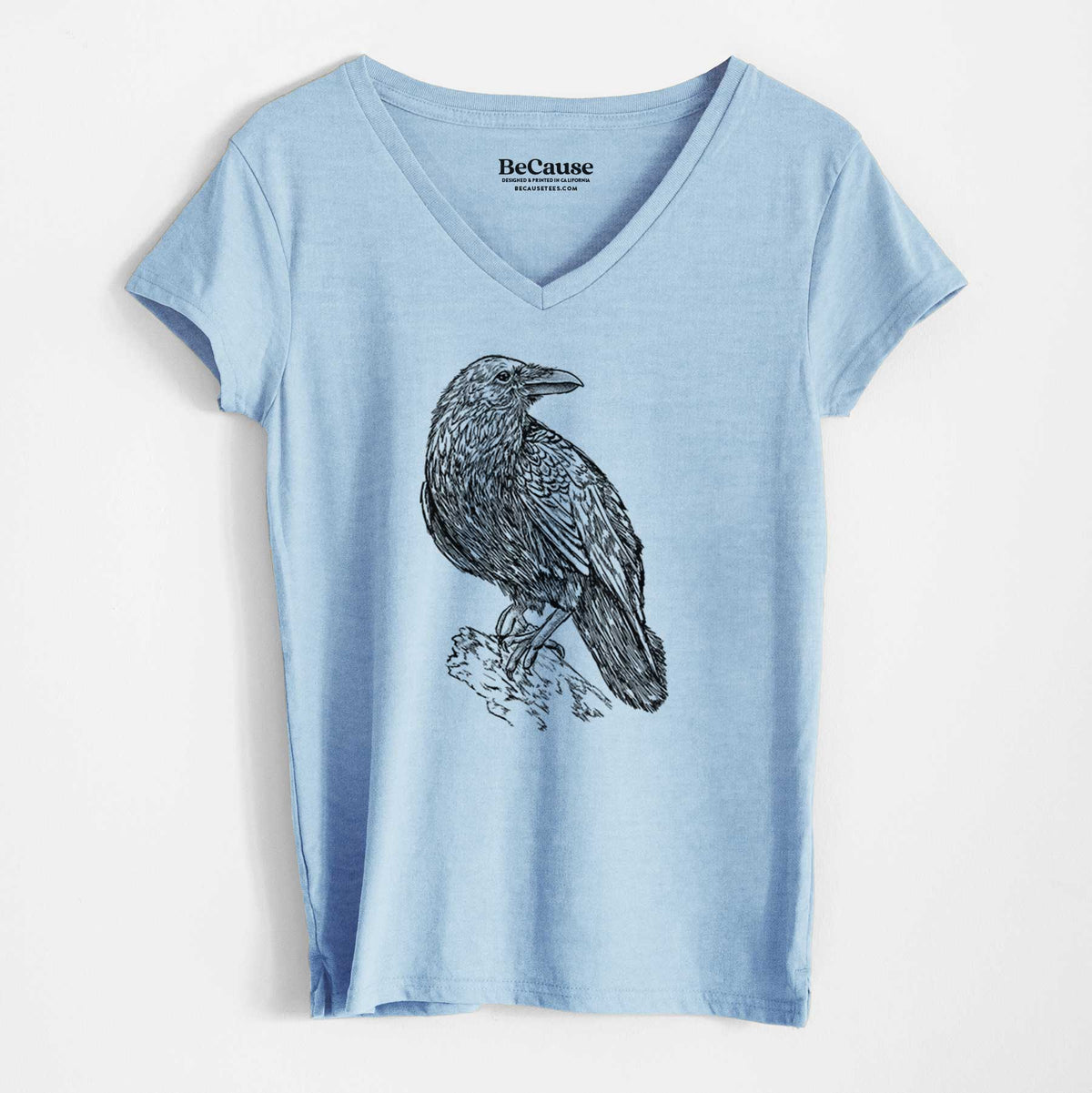 BeCause Tees/Corvus corax - Common Raven - Women&#39;s 100% Recycled V-neck