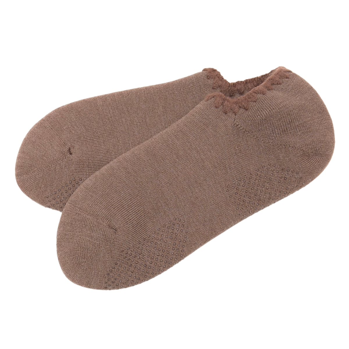 Cherrystone/Handcrafted Wool Slipper Socks with Grips Size Large