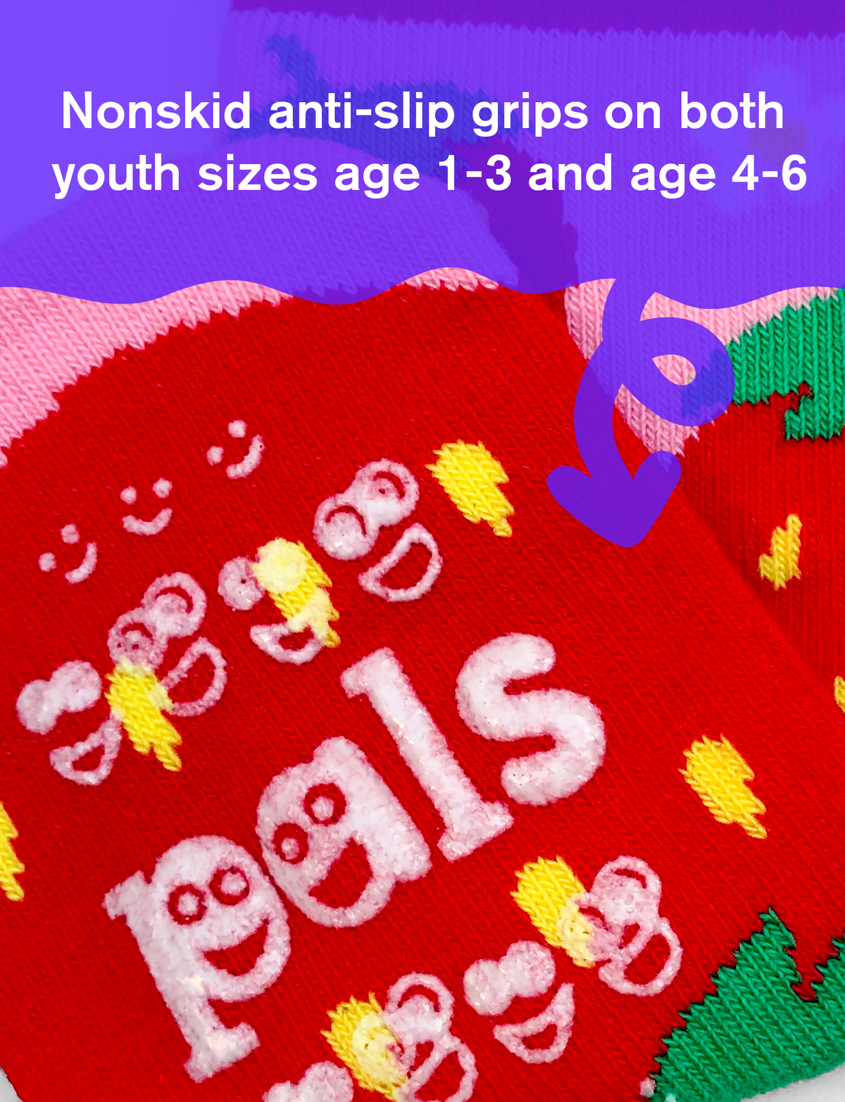 Pals/Strawberry & Banana Mismatched Non-Slip Socks for Kids
