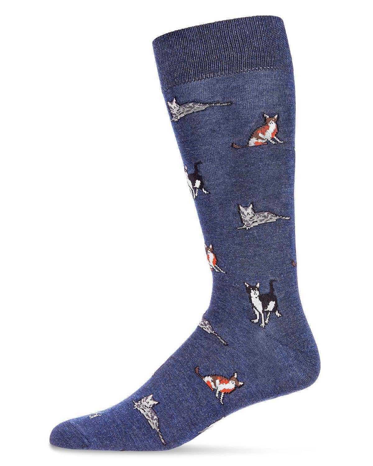 MeMoi Hip Cats Bamboo Blend Men&#39;s Crew Socks