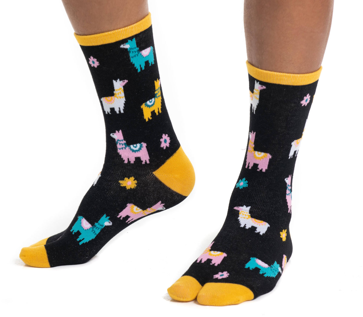 V-Toe Split Toe Novelty Socks Llama Black Big Toe Tabi