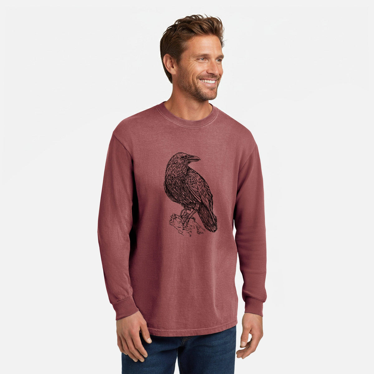 BeCause/Corvus corax - Common Raven - Heavyweight 100% Cotton Long Sleeve
