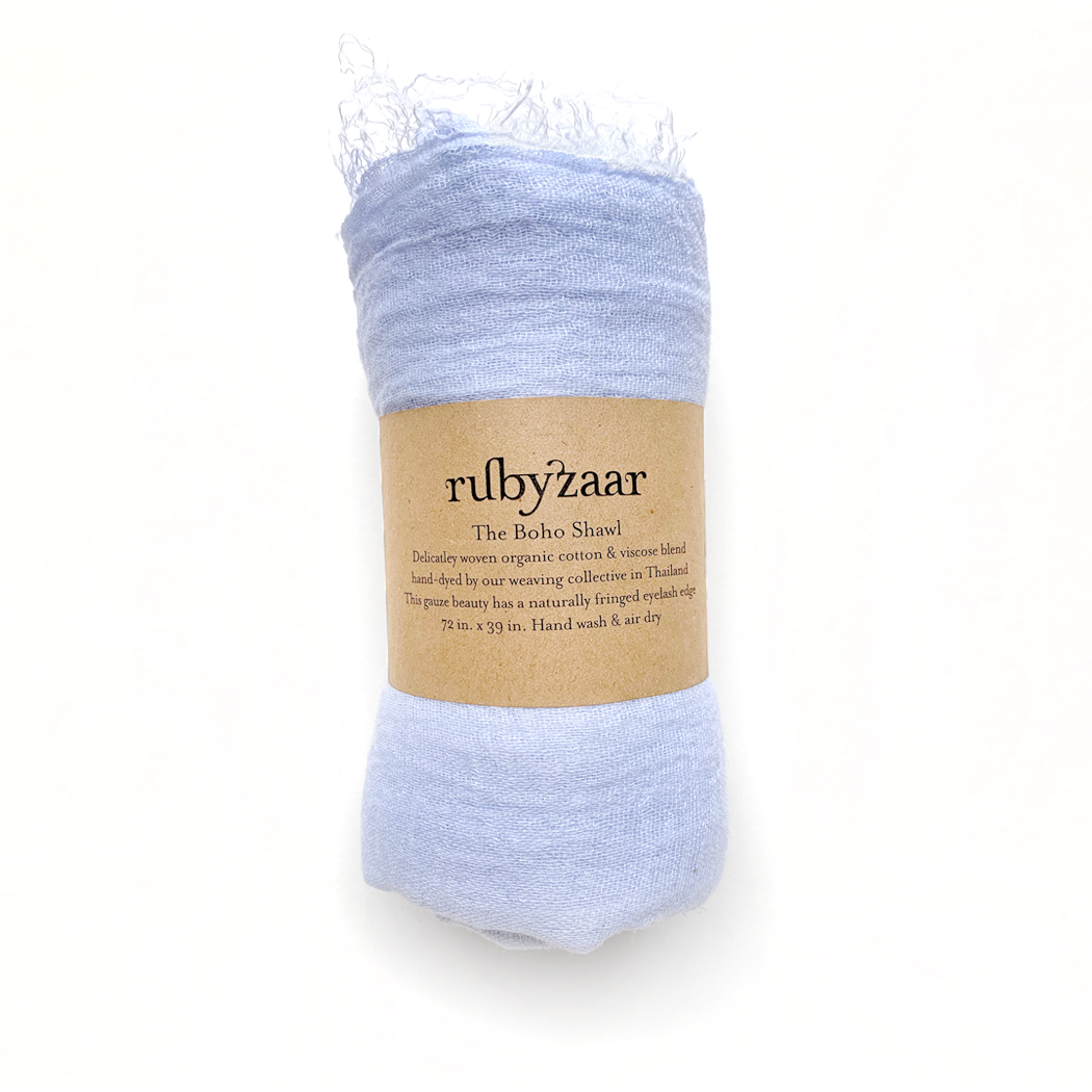 Rubyzaar - Boho Scarf - Baby Blue