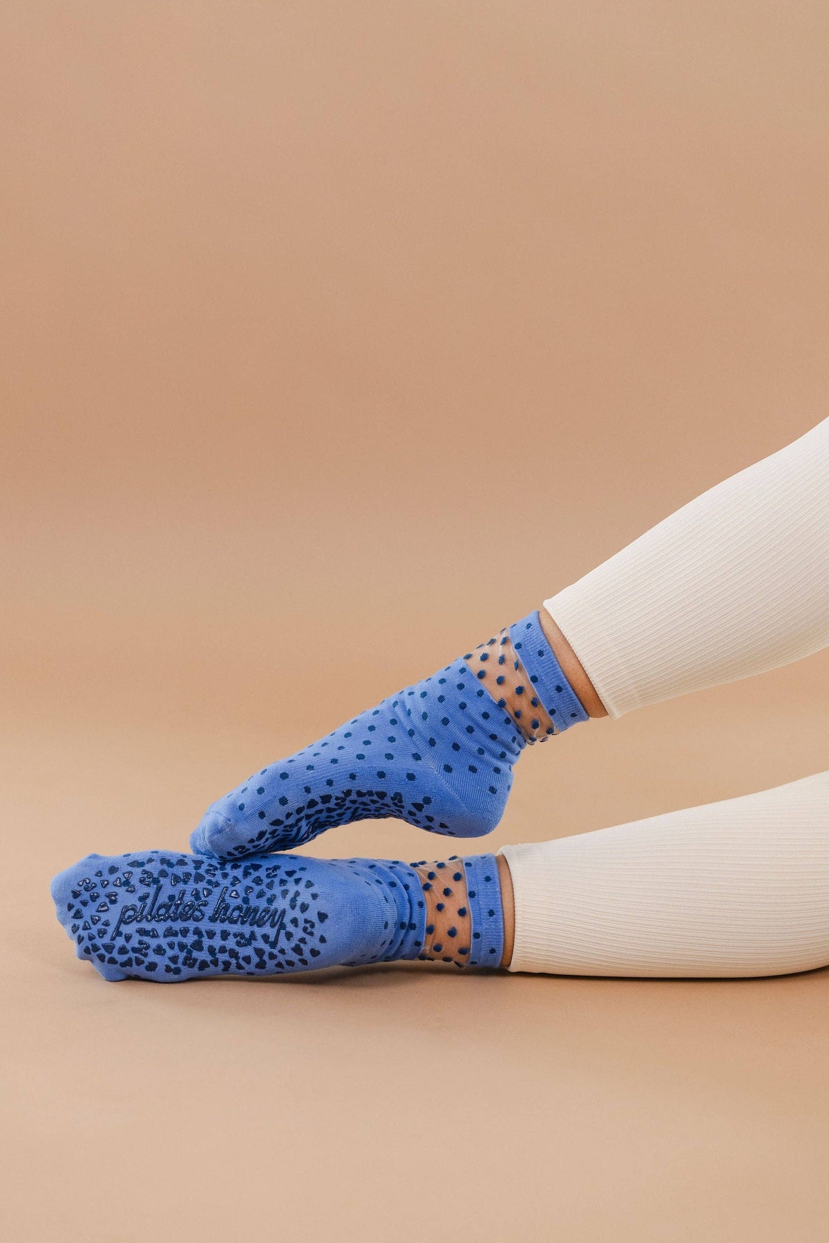 Pilates Honey/Blue Sheer Polka Dots Crew