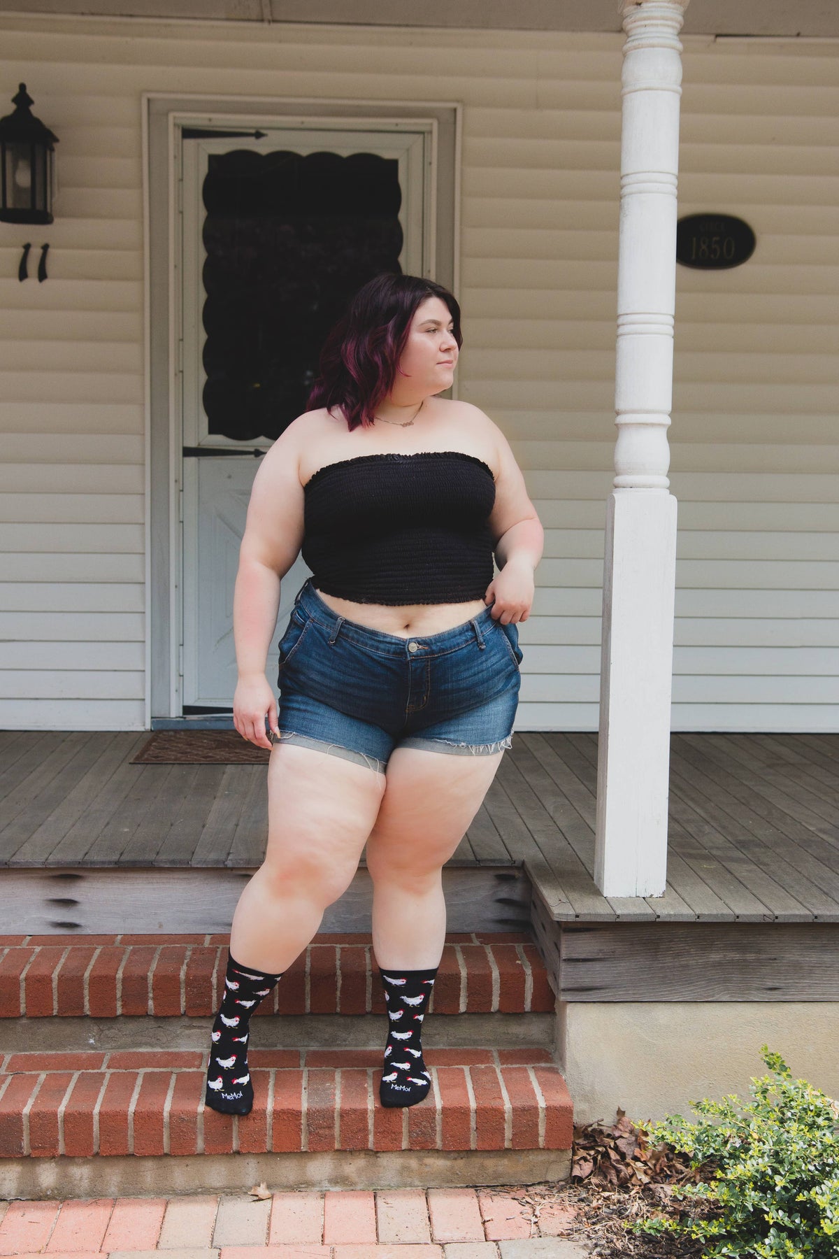 MeMoi/Chickens Bamboo Blend Crew Socks