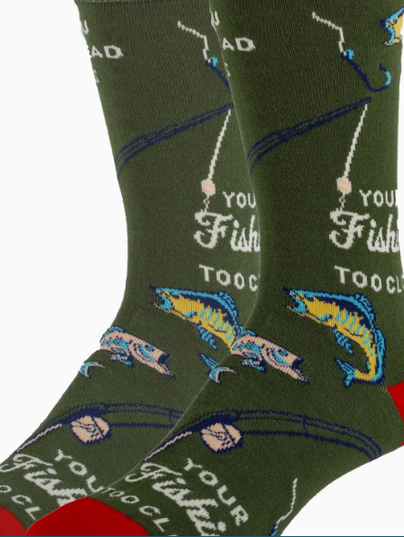 Oooh Yeah! Gone Fishing | Men&#39;s Cotton Crew Funny Socks