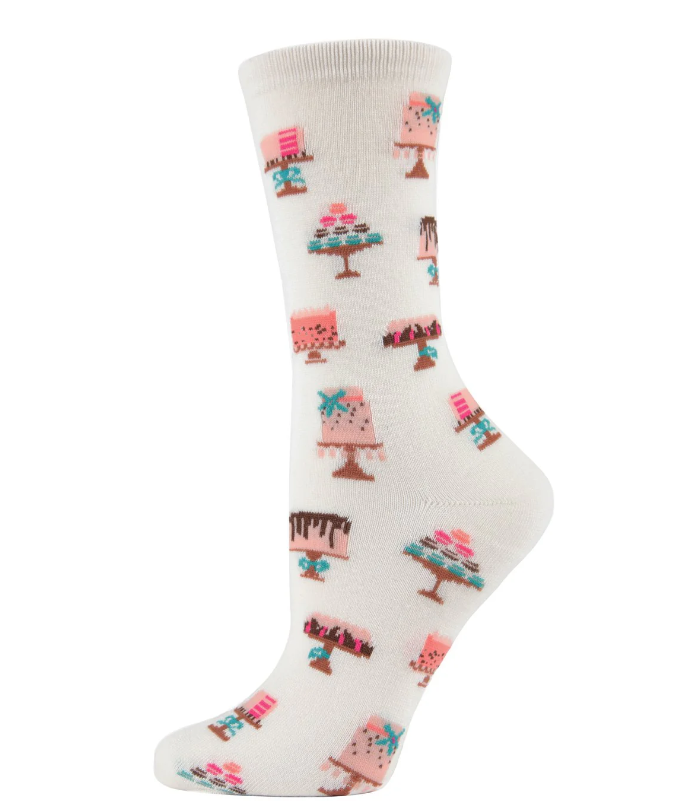 Memoi/Sweet Treats Cake Bamboo Blend Crew Novelty Socks