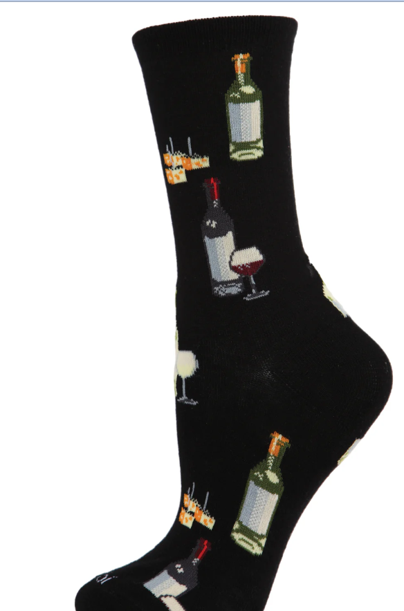 Memoi/Wine and Cheese Bamboo Blend Crew Socks