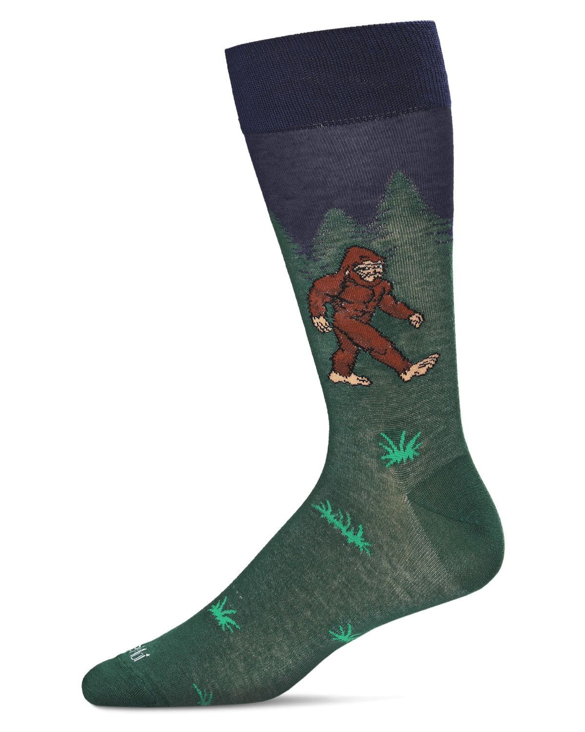 MeMoi Men&#39;s Bigfoot is Real Bamboo Blend Novelty Crew Sock