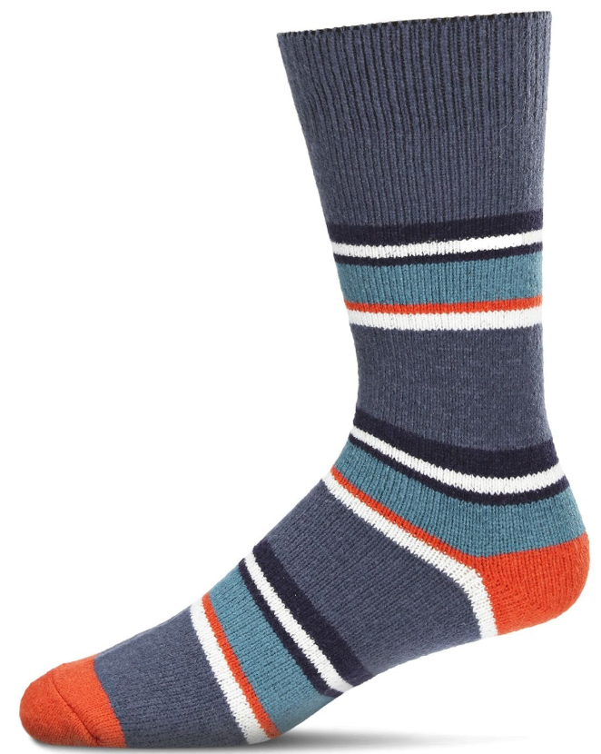 Memoi/Men&#39;s Stripe Buttersoft Cozy Crew Socks