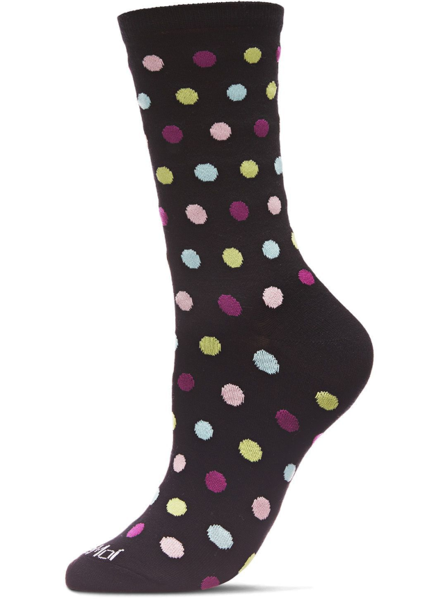 Memoi/Multicolor Polka Dots Bamboo Blend Crew Sock