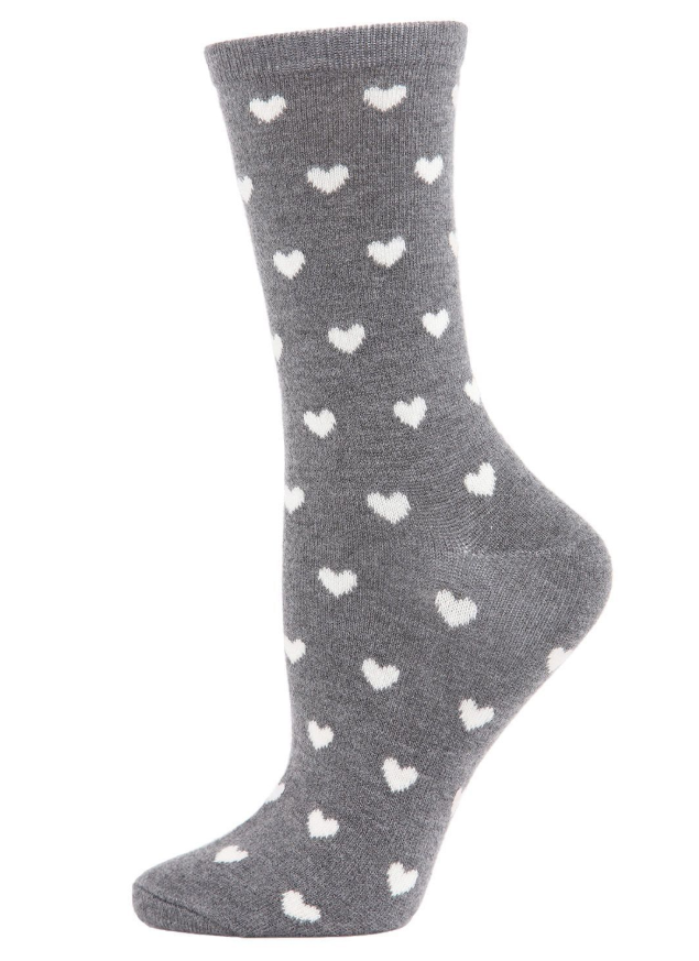 Memoi/Women&#39;s Soft Heart Print Cashmere Blend Crew Sock