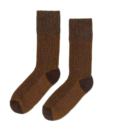 Zkano/Slub Effect - Cushioned Organic Cotton Boot Socks - Bronze